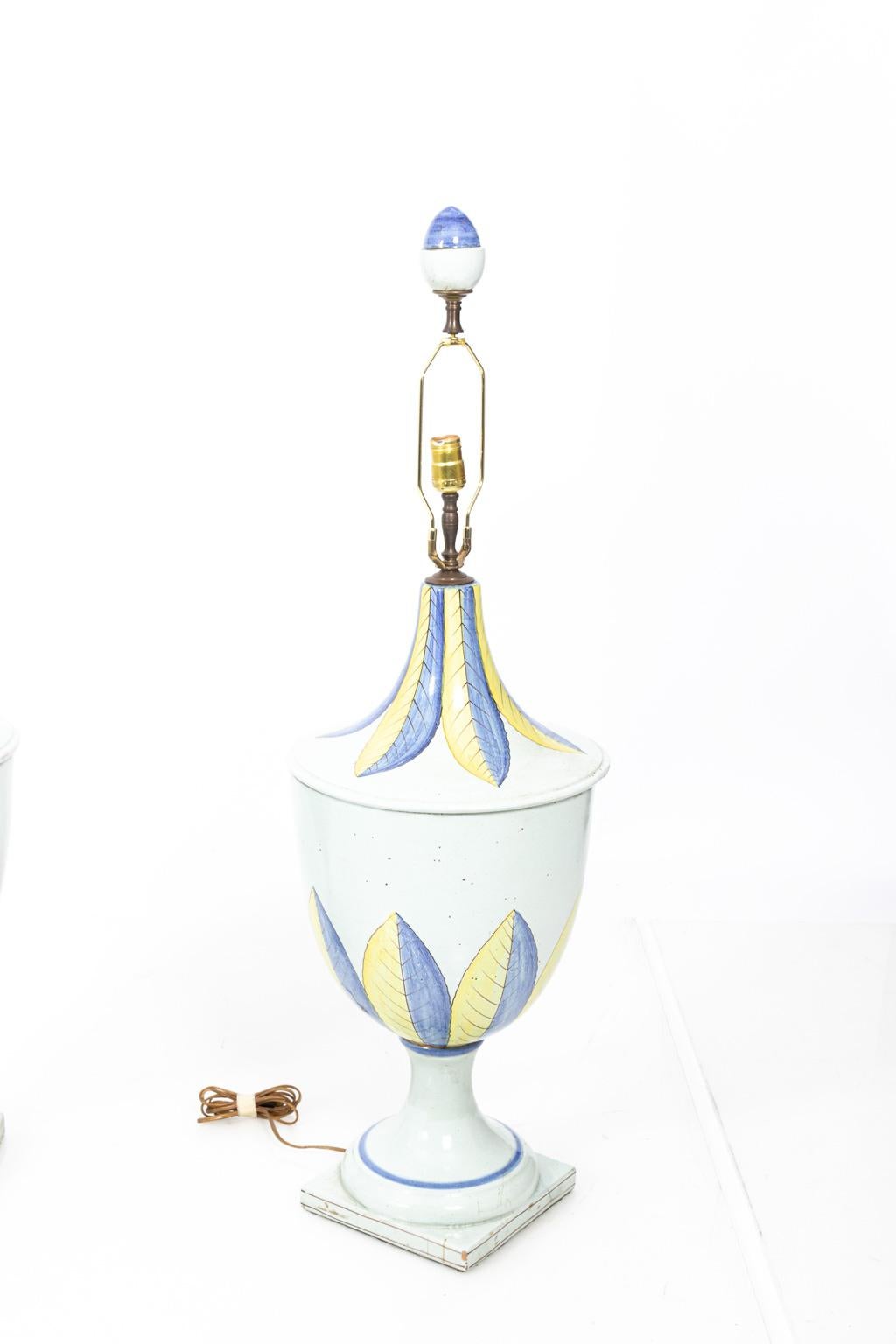 Pair of Continental Ceramic Jar Lamps For Sale 6