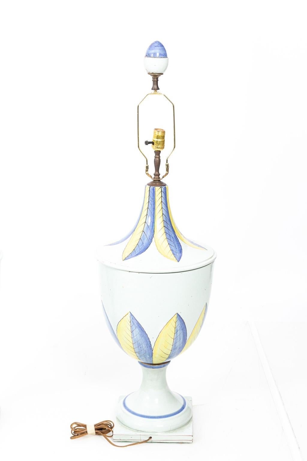 Pair of Continental Ceramic Jar Lamps For Sale 1
