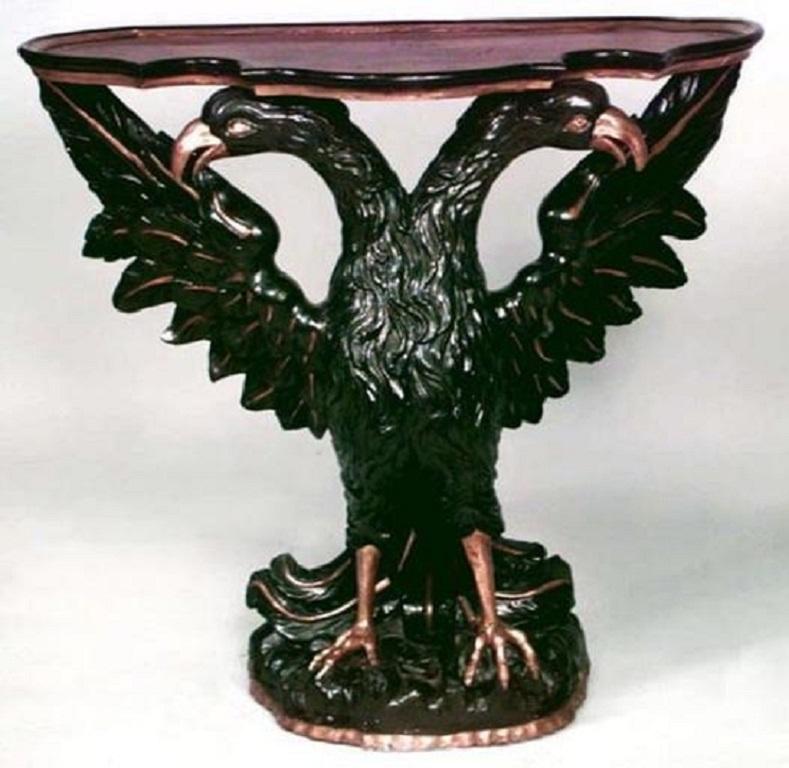 Pair of Continental Double Eagle Gilt Console Tables In Good Condition For Sale In Queens, NY