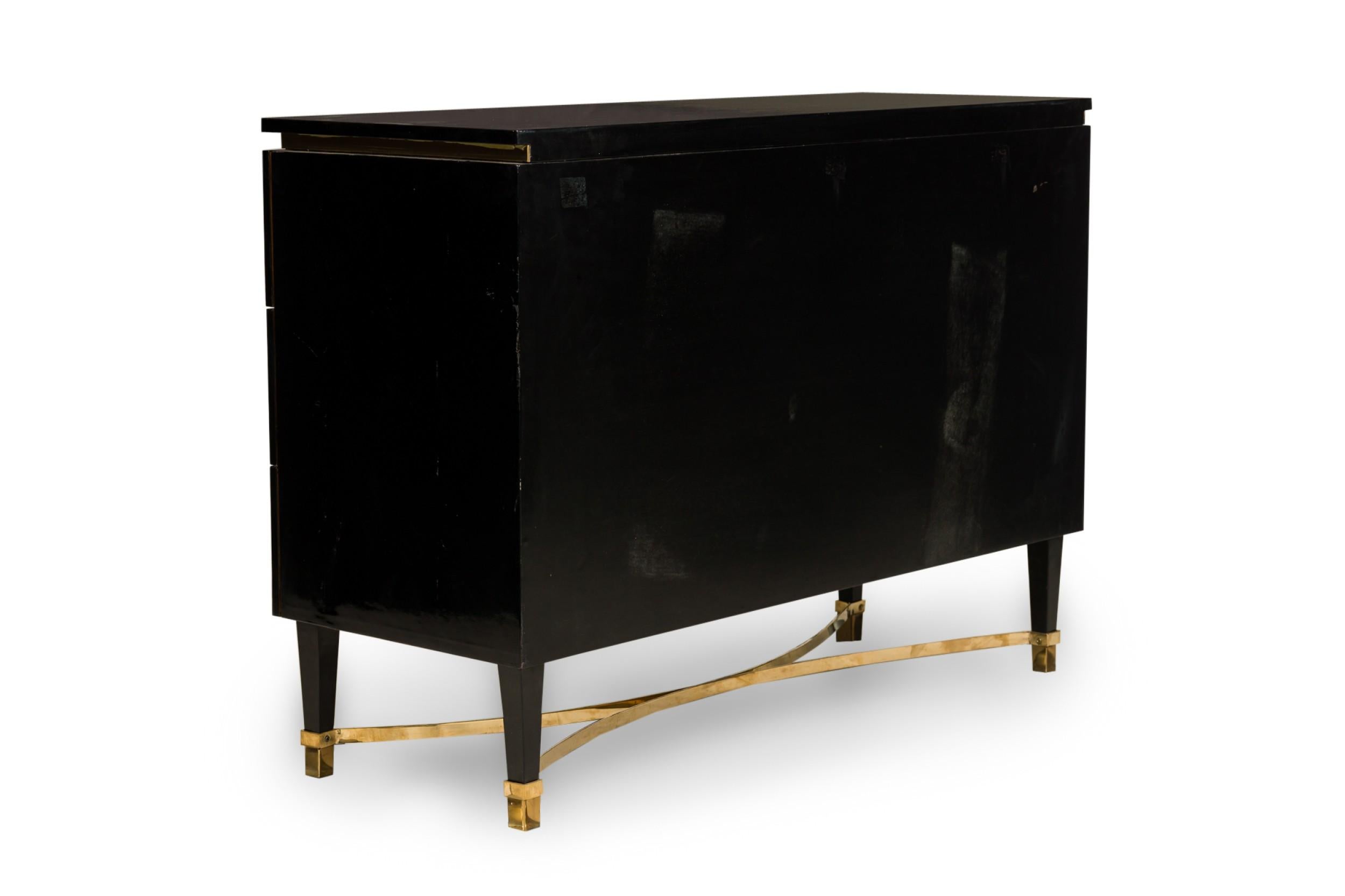 20th Century Pair of Continental Ebonized Wood & Bronze Mounted Dressers (Manner of Gucci) For Sale