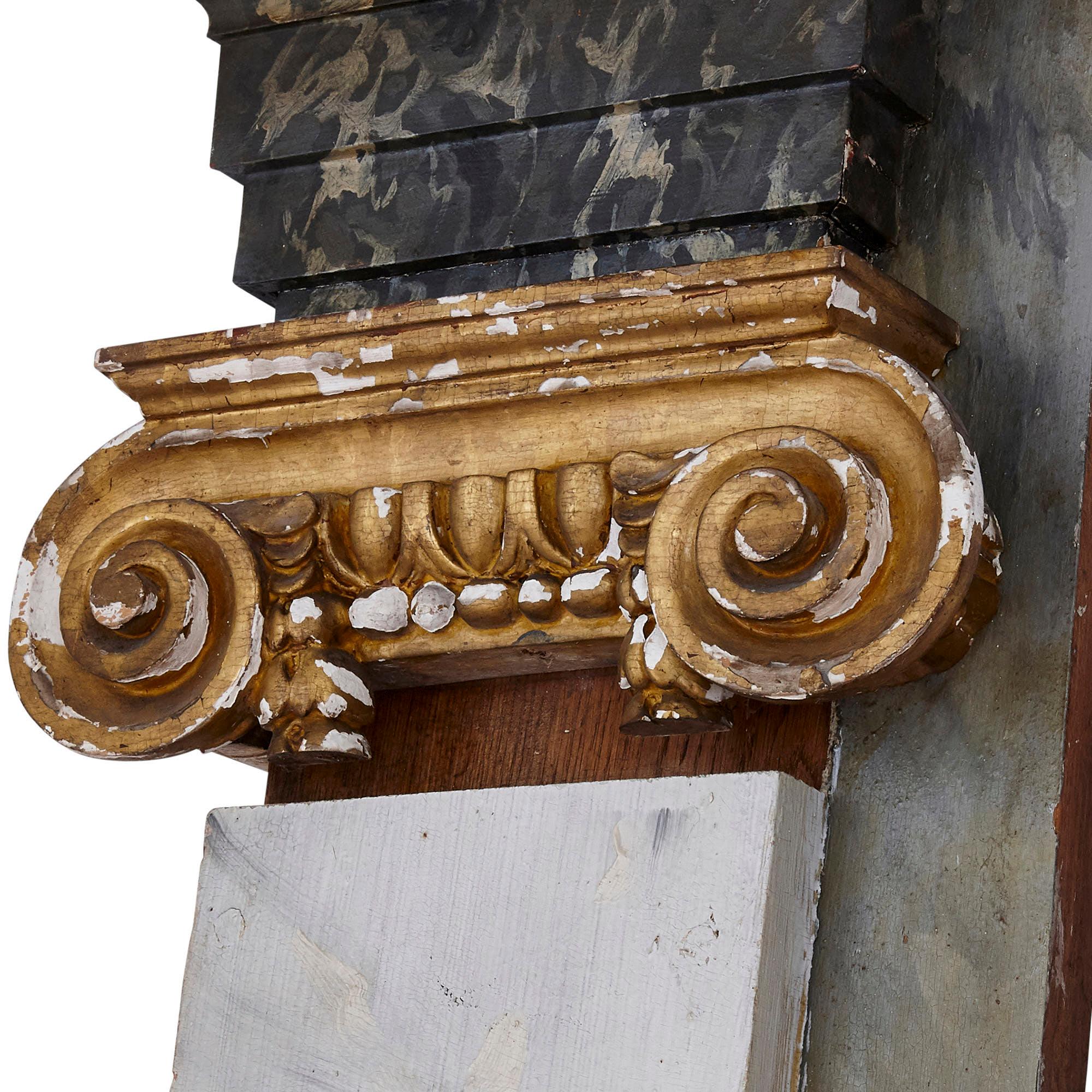 Neoclassical Pair of Continental Gesso and Wood Pilaster Columns For Sale
