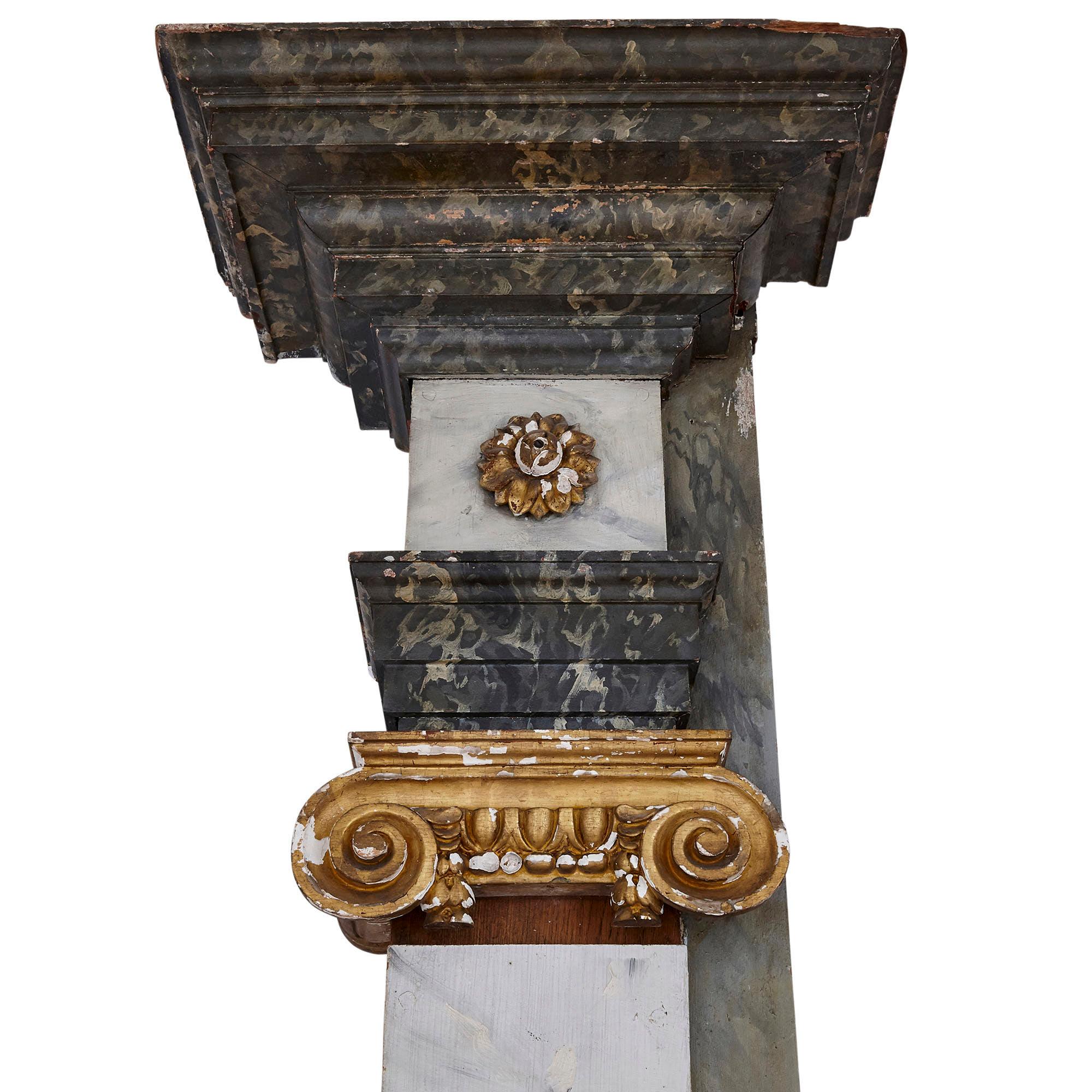 European Pair of Continental Gesso and Wood Pilaster Columns For Sale