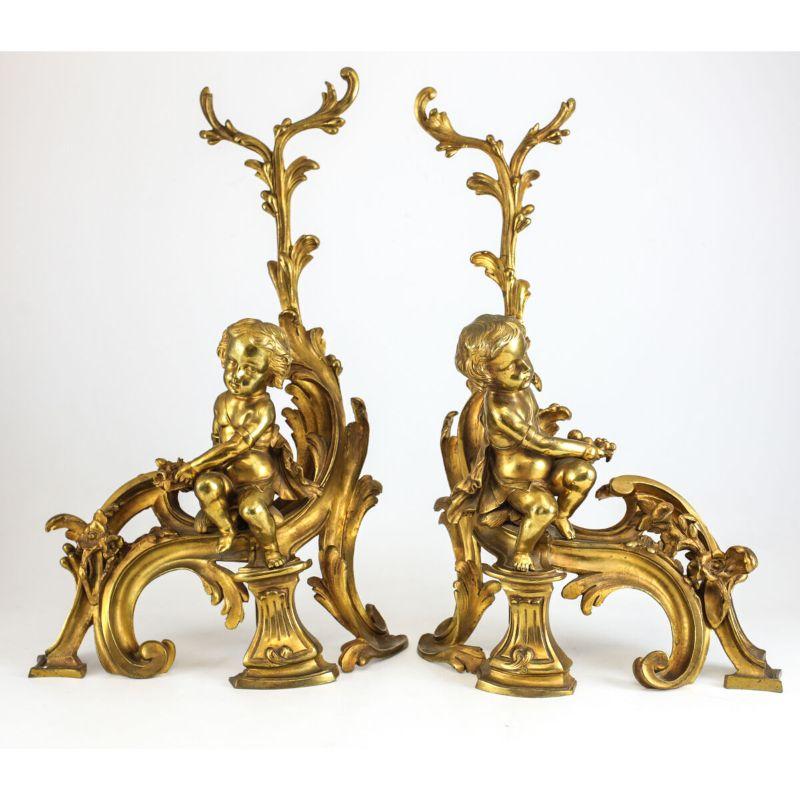Pair of Continental Gilt Bronze Chenet Putti / Cherubs, Foliate Accents, c1900

Pair Continental Gilt Bronze Chenet Cherubs, c1900. Foliate scroll accents throughout the chenets with cherubs holding a plate of flowers.

Additional