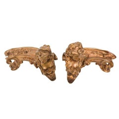 Pair of Continental Gilt Bronze Chenets Figural Women, 19th Century
