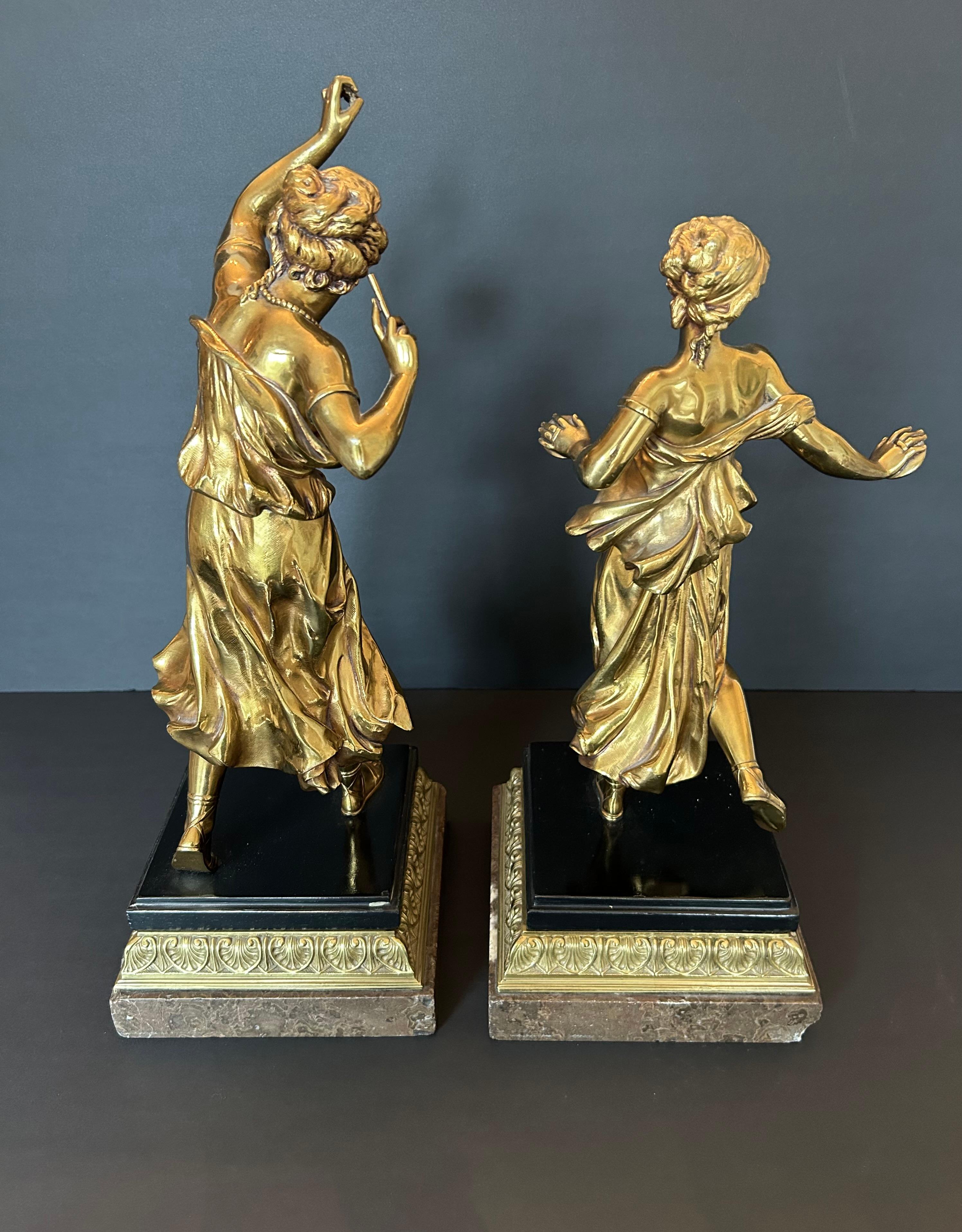Classical Greek Pair of Continental Gilt Bronze Figures For Sale