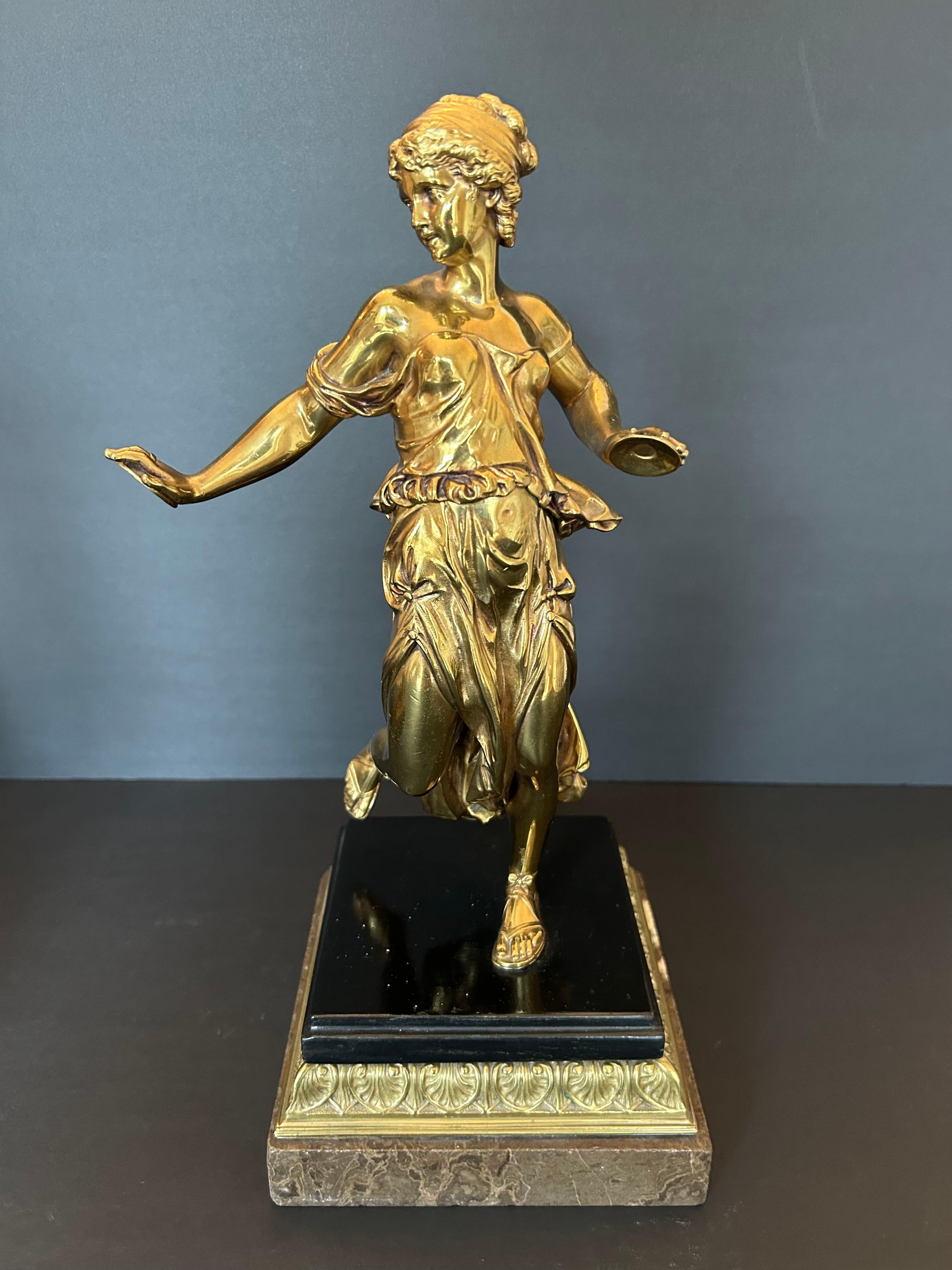 French Pair of Continental Gilt Bronze Figures For Sale