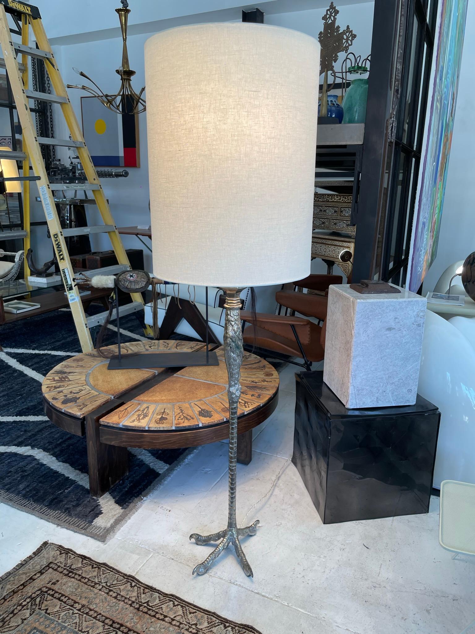 Pair of Continental Gilt Bronze Ostrich Leg Floor Lamps In Good Condition In Los Angeles, CA