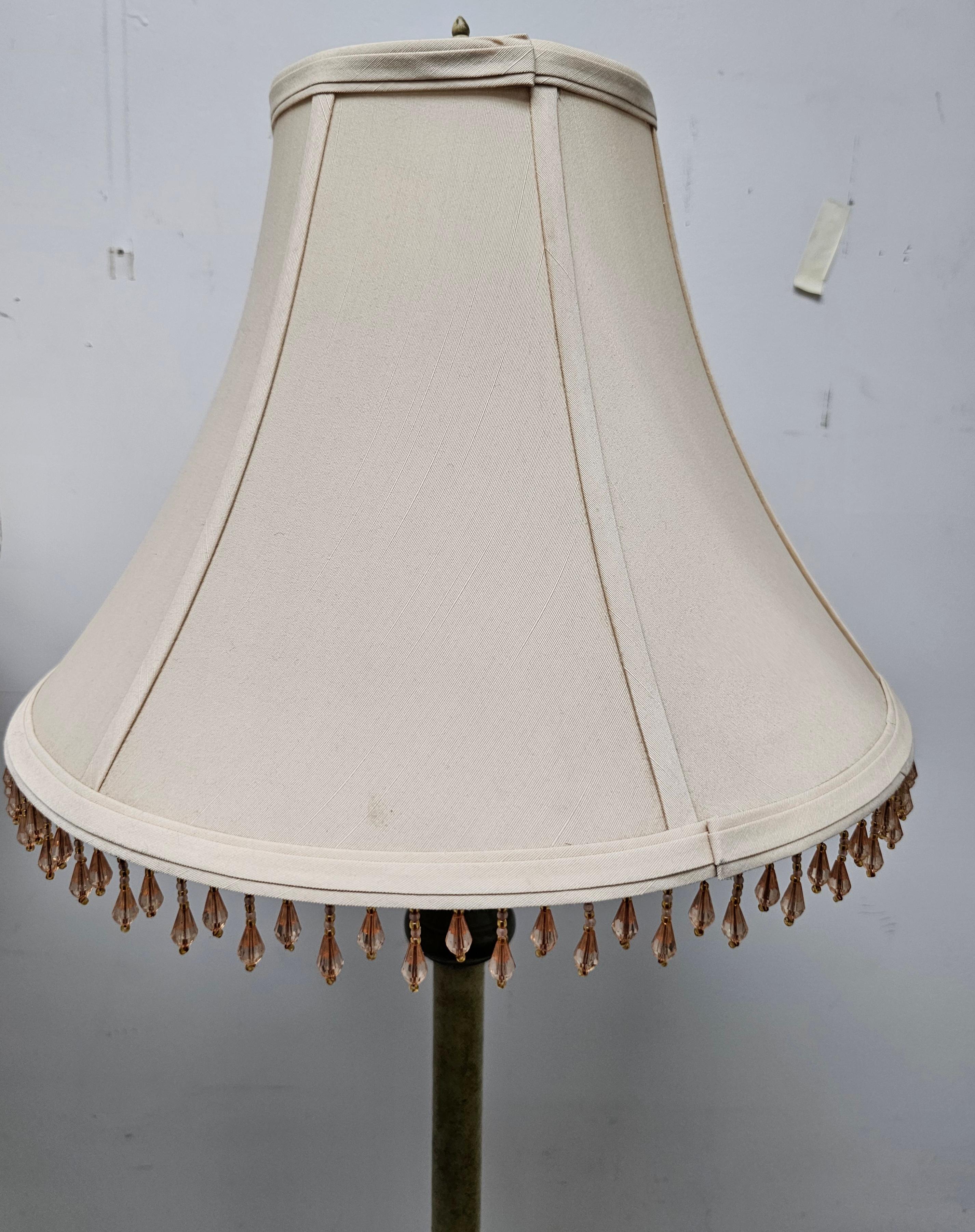 20th Century Pair of Continental Green and Parcel Gilt Decorated Floor Lamps For Sale