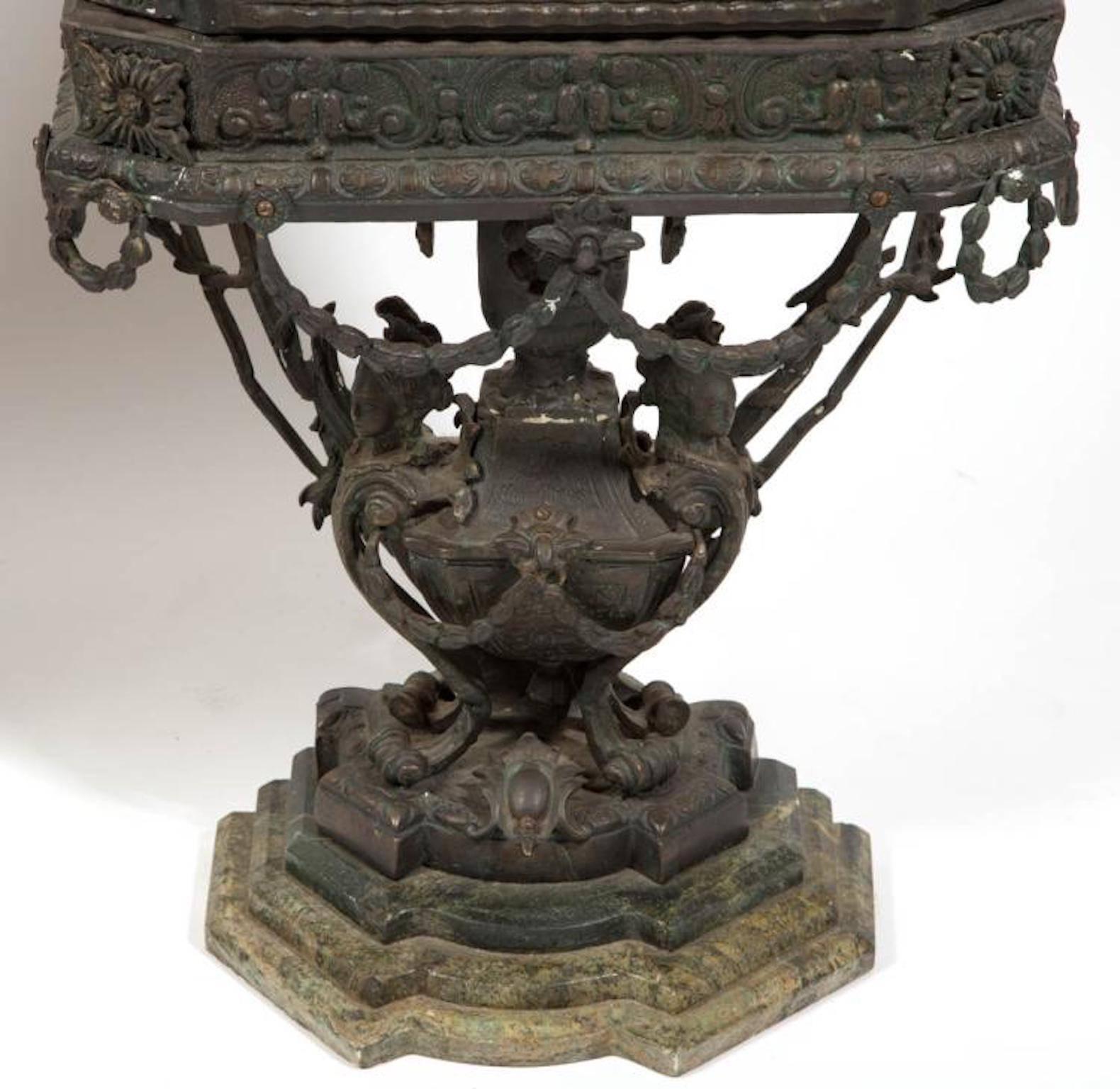 French Pair of Continental Louis XIV-Style Cast-Zinc Curio Cabinets