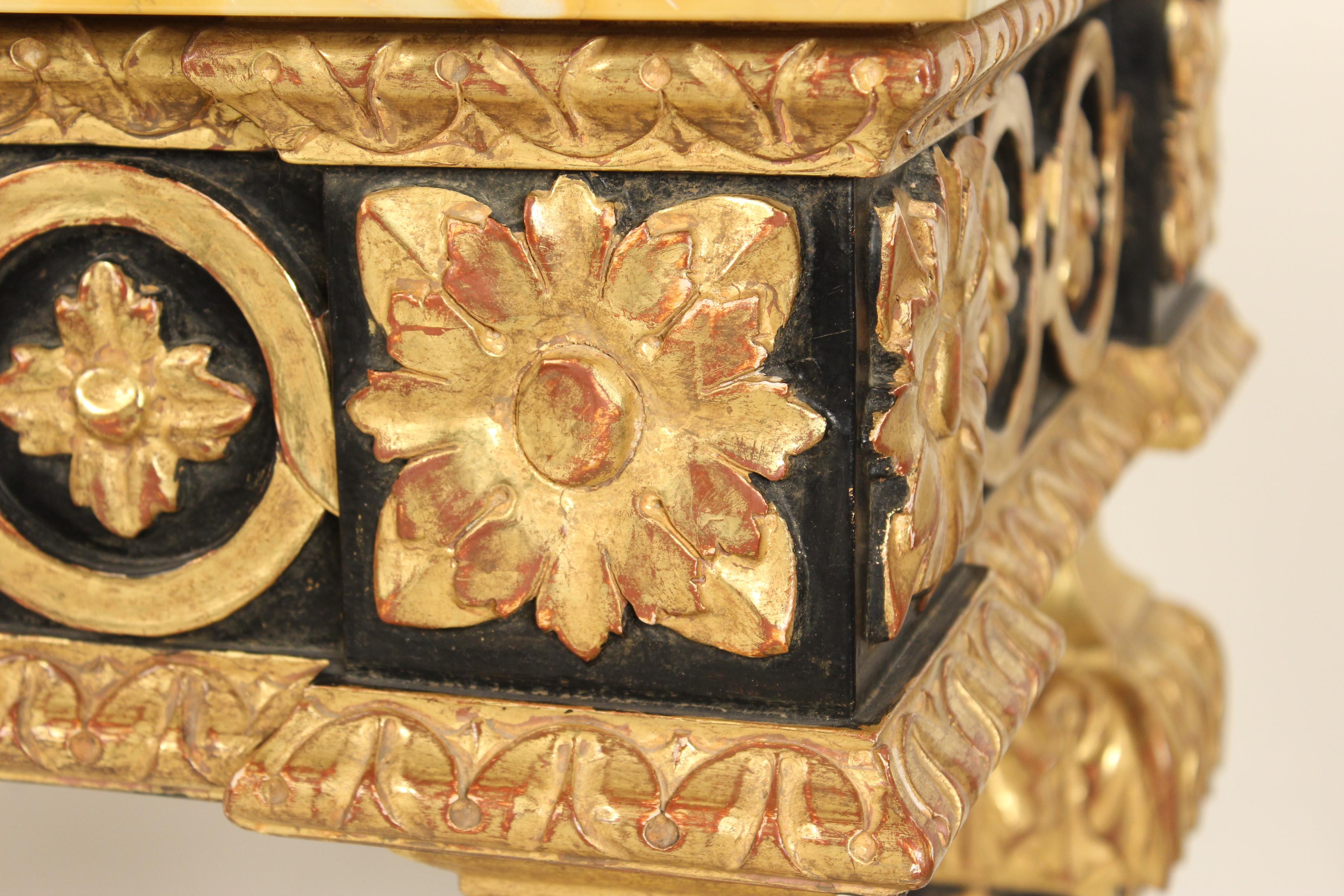 Pair of Continental Louis XVI Style Painted and Gilt Decorated Console Tables 2