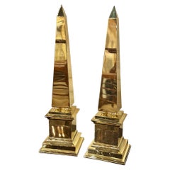 Pair of Continental MCM Polished Brass Obelisks