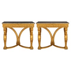 Pair of Continental Mid-19th Century Neo-Classical St. Console Tables