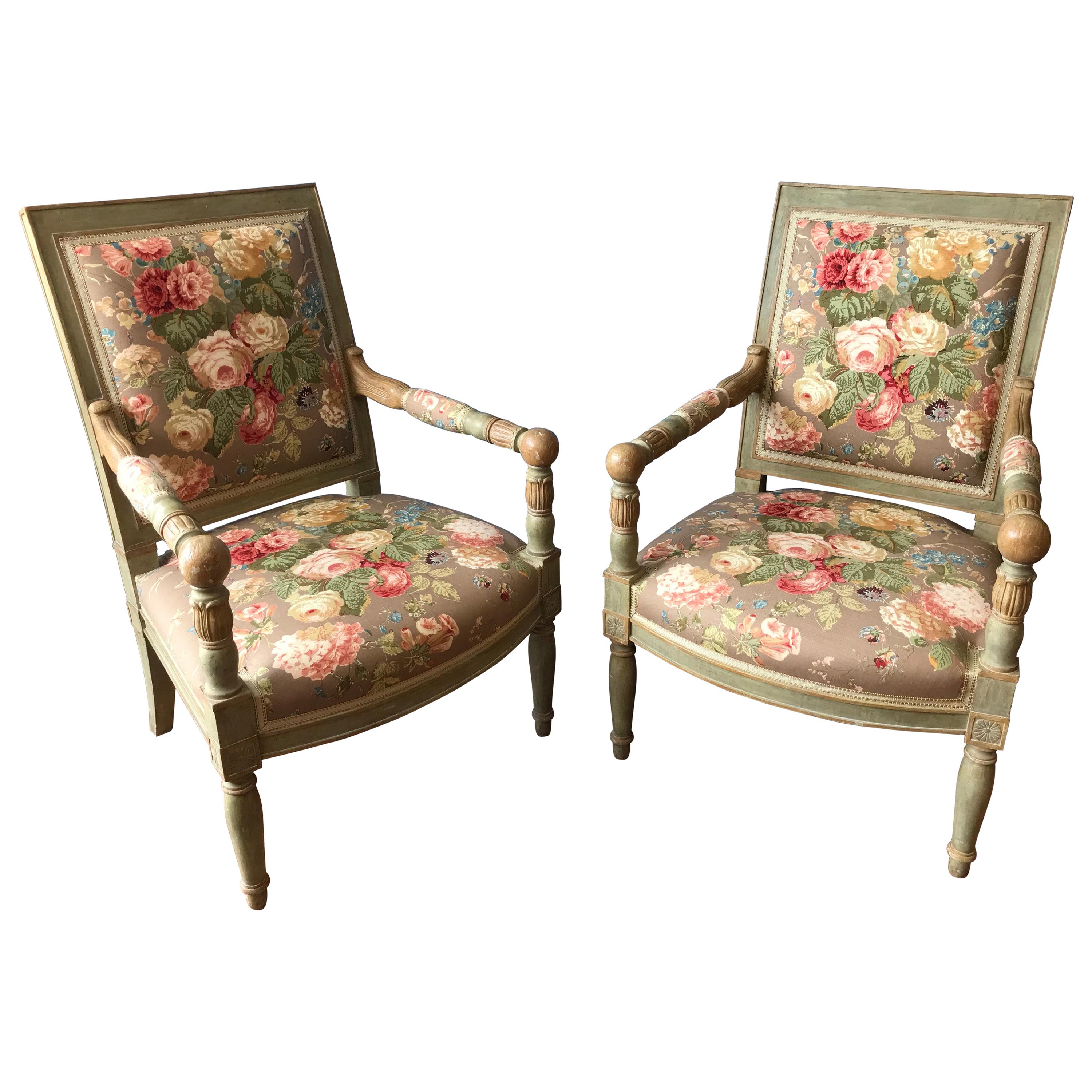 Pair of Continental Open Arm Chairs