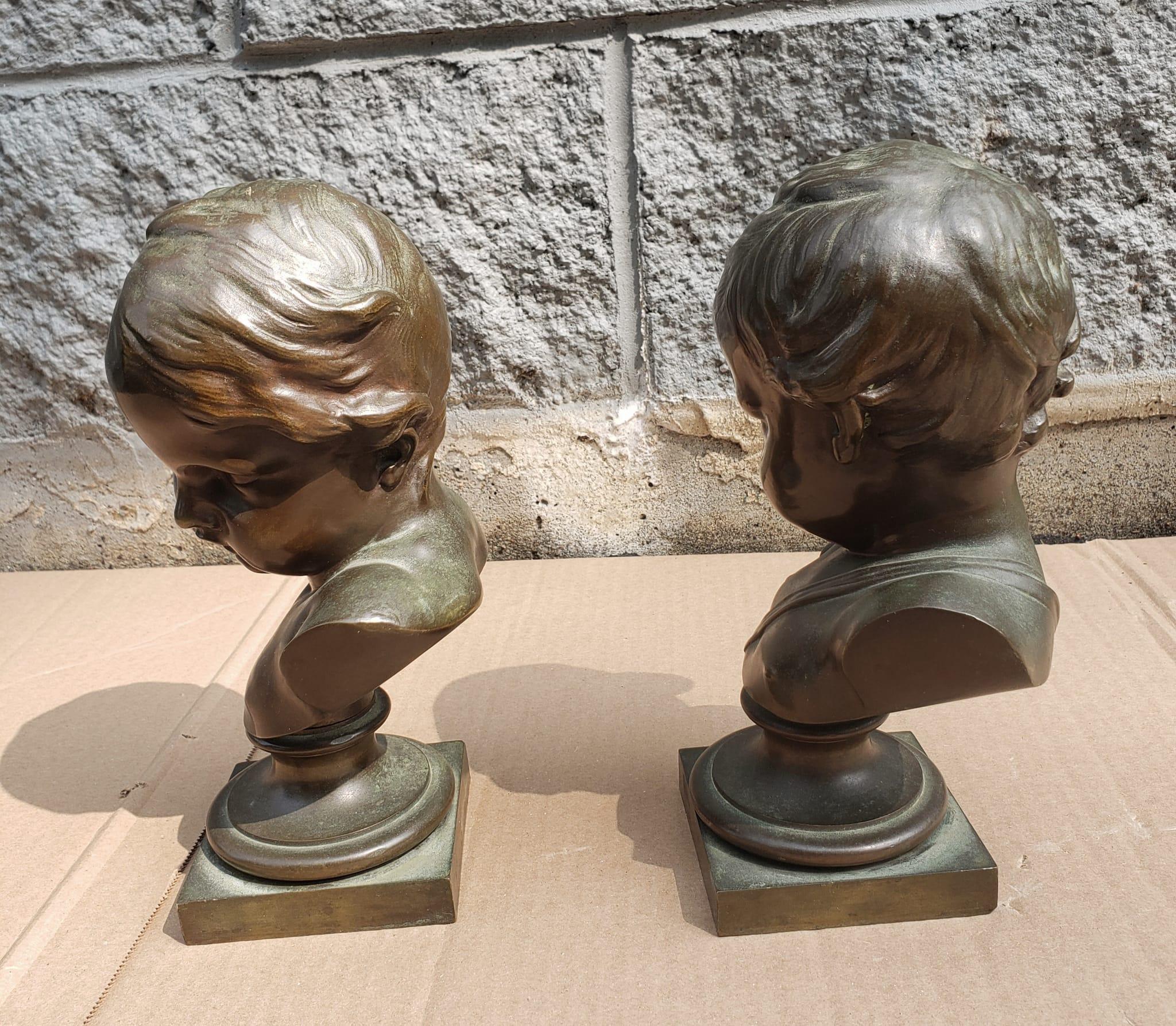 Other Pair of Continental Patinated Bronze Busts Of Youths, Circa 1880s For Sale