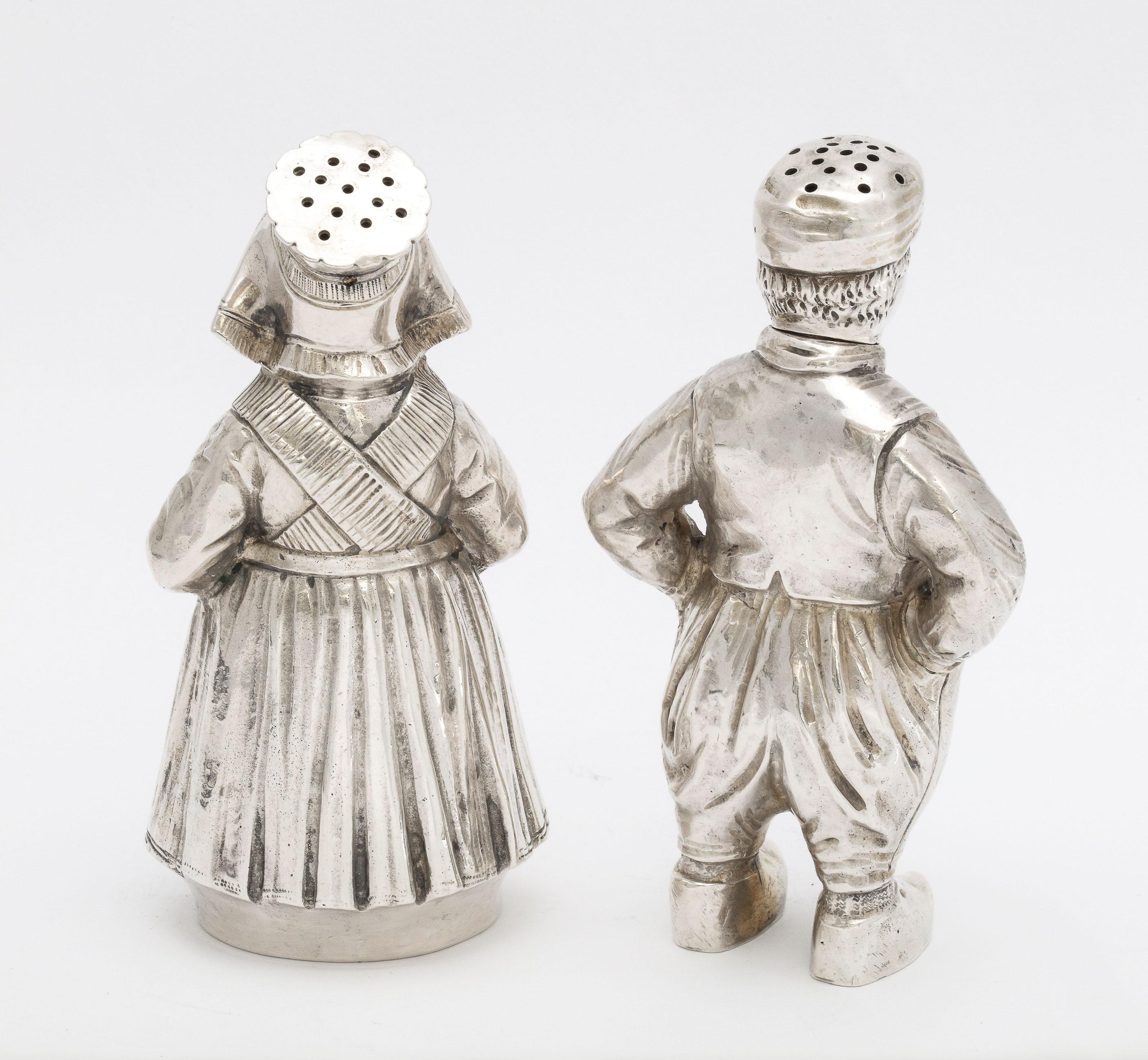 Pair of Continental Silver '.835' Dutch Boy and Girl Salt and Pepper Shakers 6