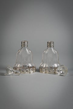 Pair of Continental Silver and Crystal Perfume Bottles, circa 1890