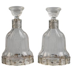 Antique Pair of Continental Silver and Crystal Perfume Bottles, circa 1890