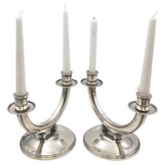 Pair of Continental Silver Art Deco Candlesticks