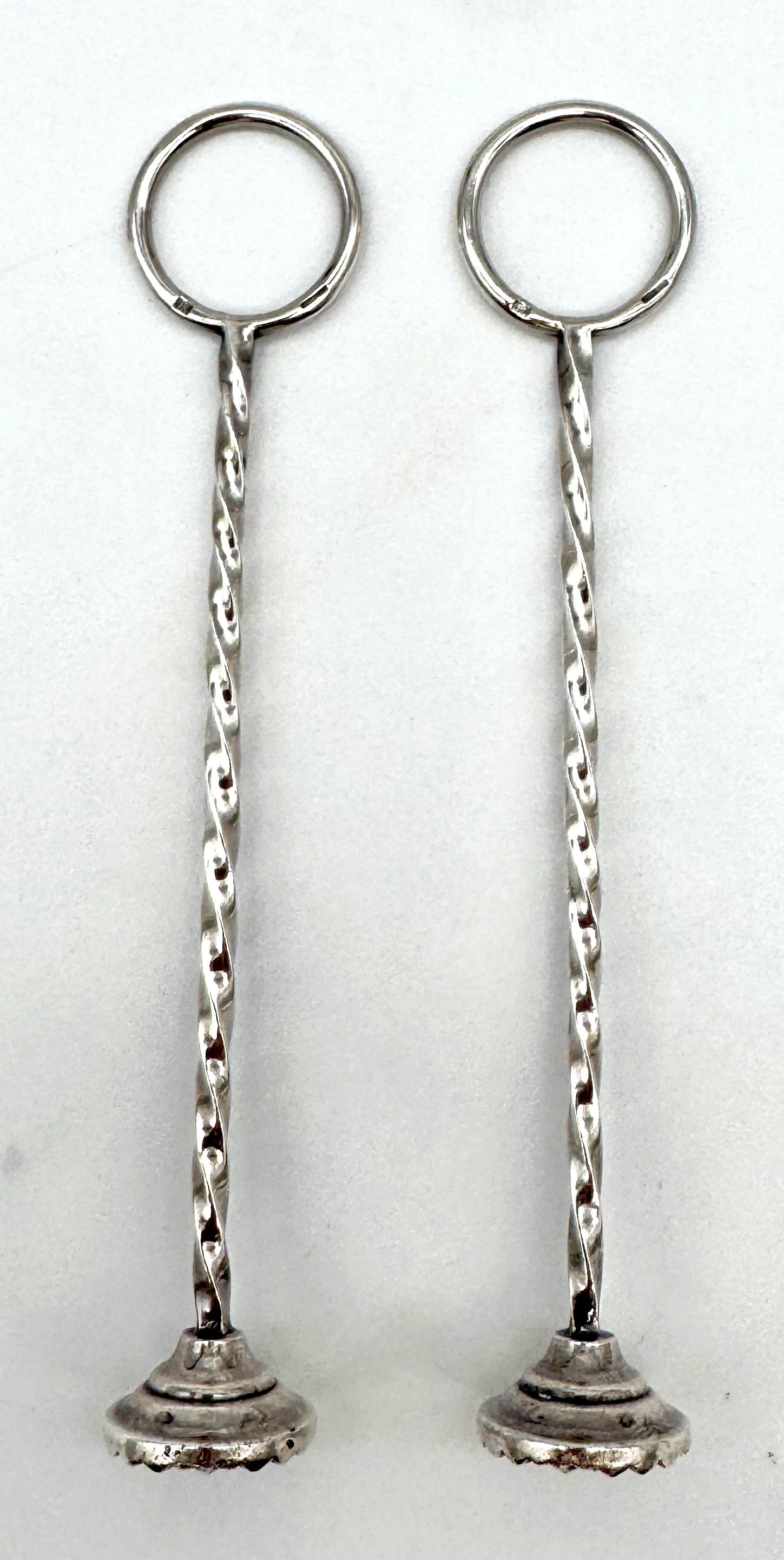 Pair of Continental Silver Cocktail Muddlers, Early 20th Century In Good Condition For Sale In West Palm Beach, FL