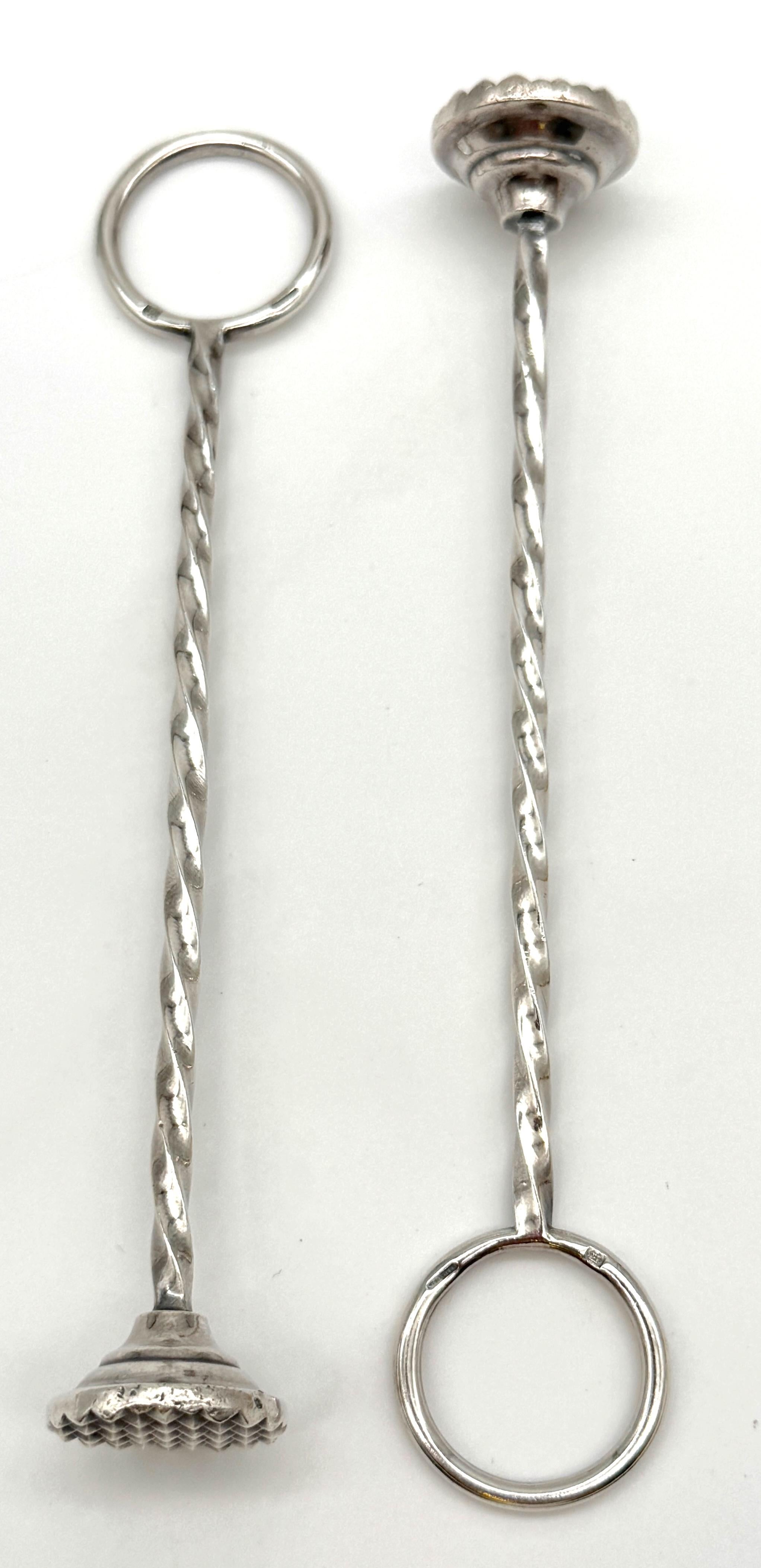 Sterling Silver Pair of Continental Silver Cocktail Muddlers, Early 20th Century For Sale