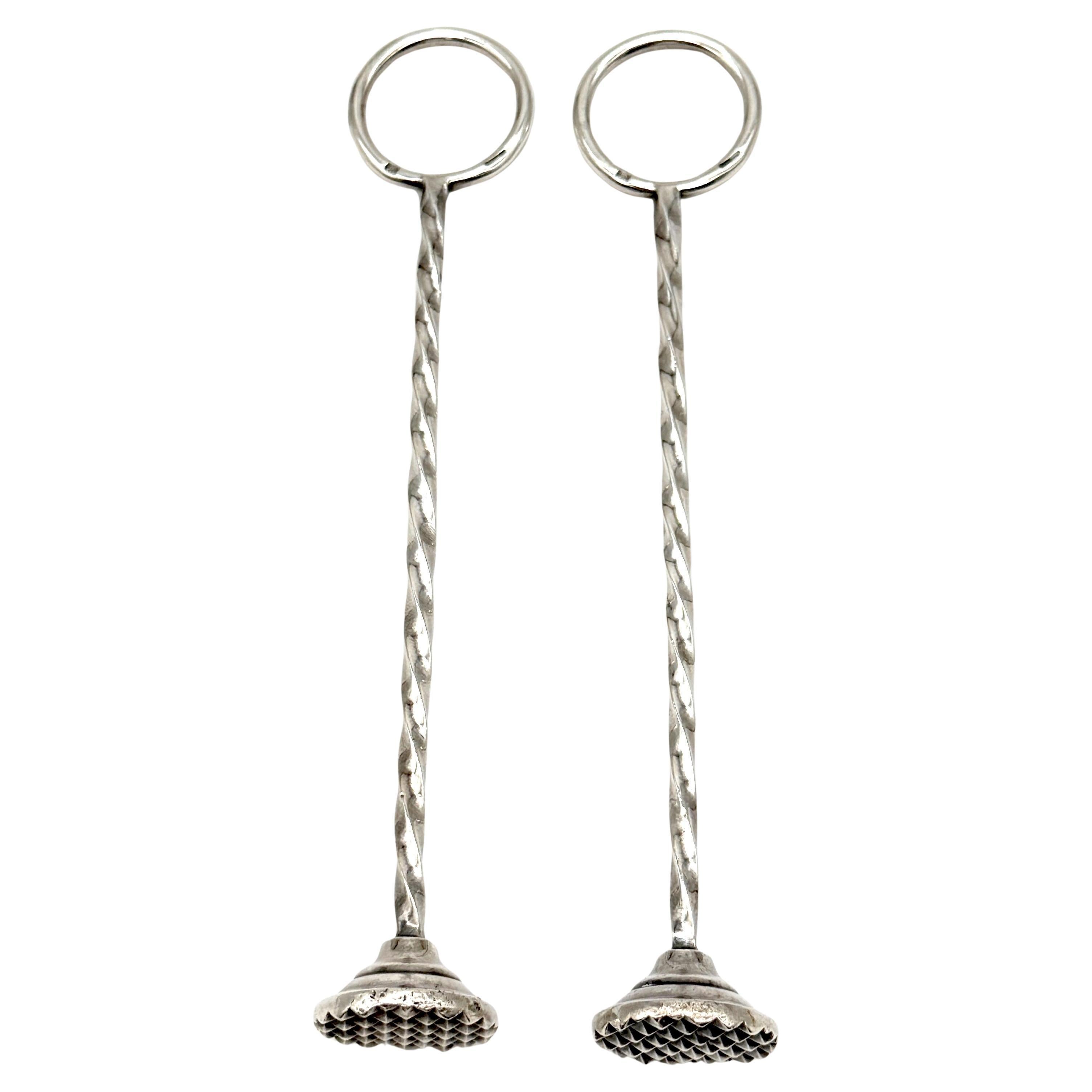 Pair of Continental Silver Cocktail Muddlers, Early 20th Century For Sale