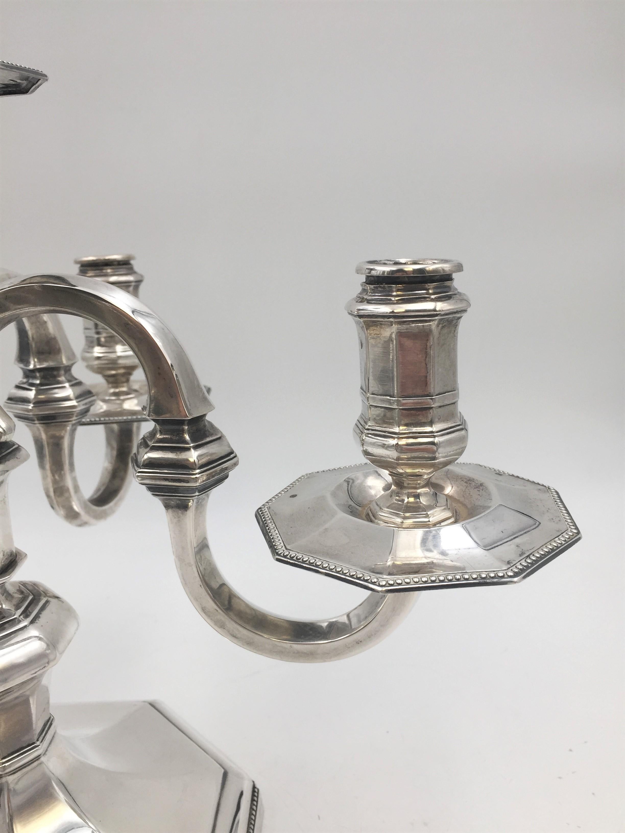 Pair of Continental Silver Five Light Candelabra In Good Condition In New York, NY
