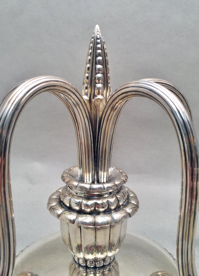 Pair of Continental Silver Jensen Style Five Light Candelabras In Good Condition For Sale In New York, NY