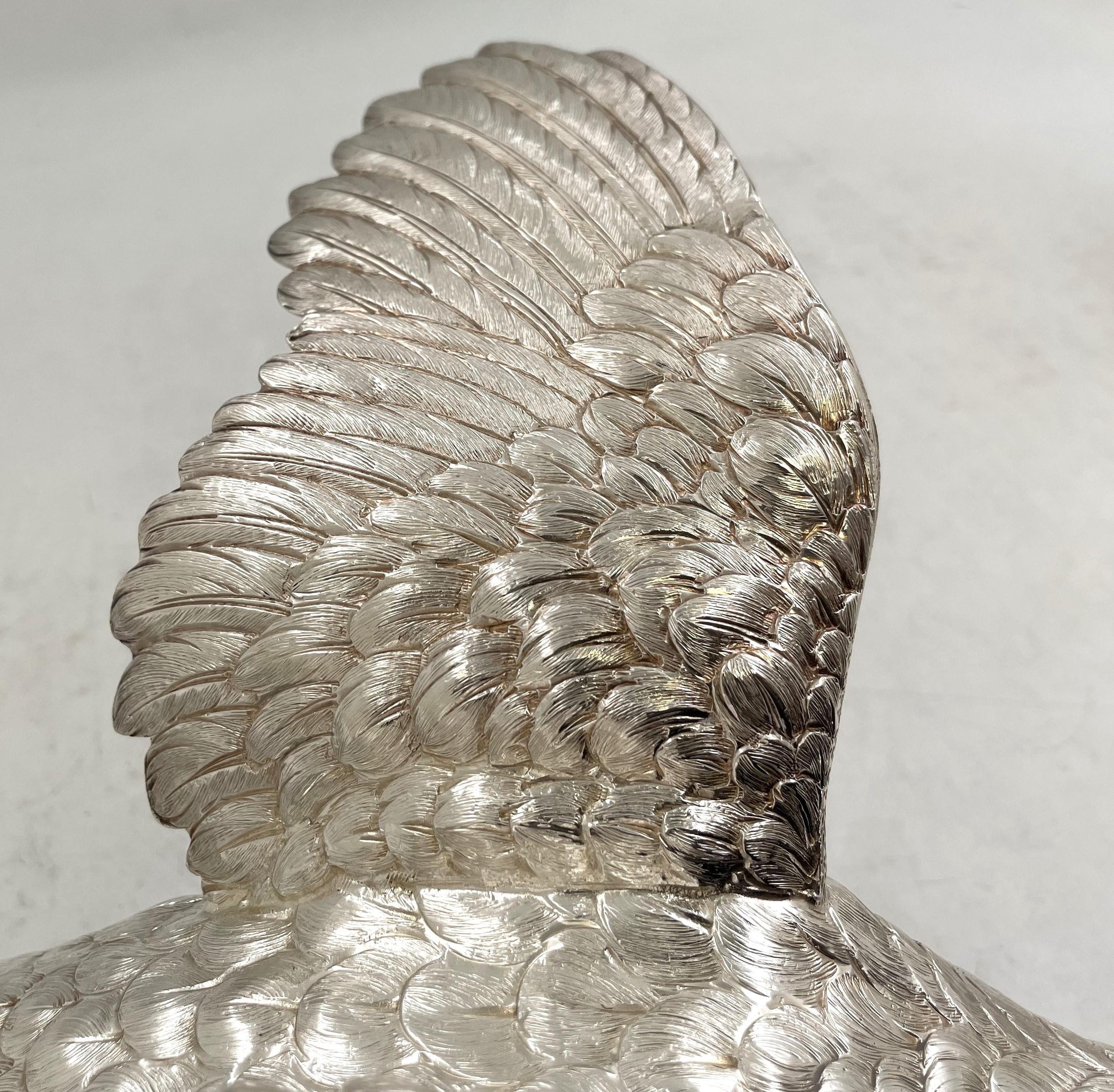Pair of Continental Silver Pheasants from 19th or Early 20th Century For Sale 9