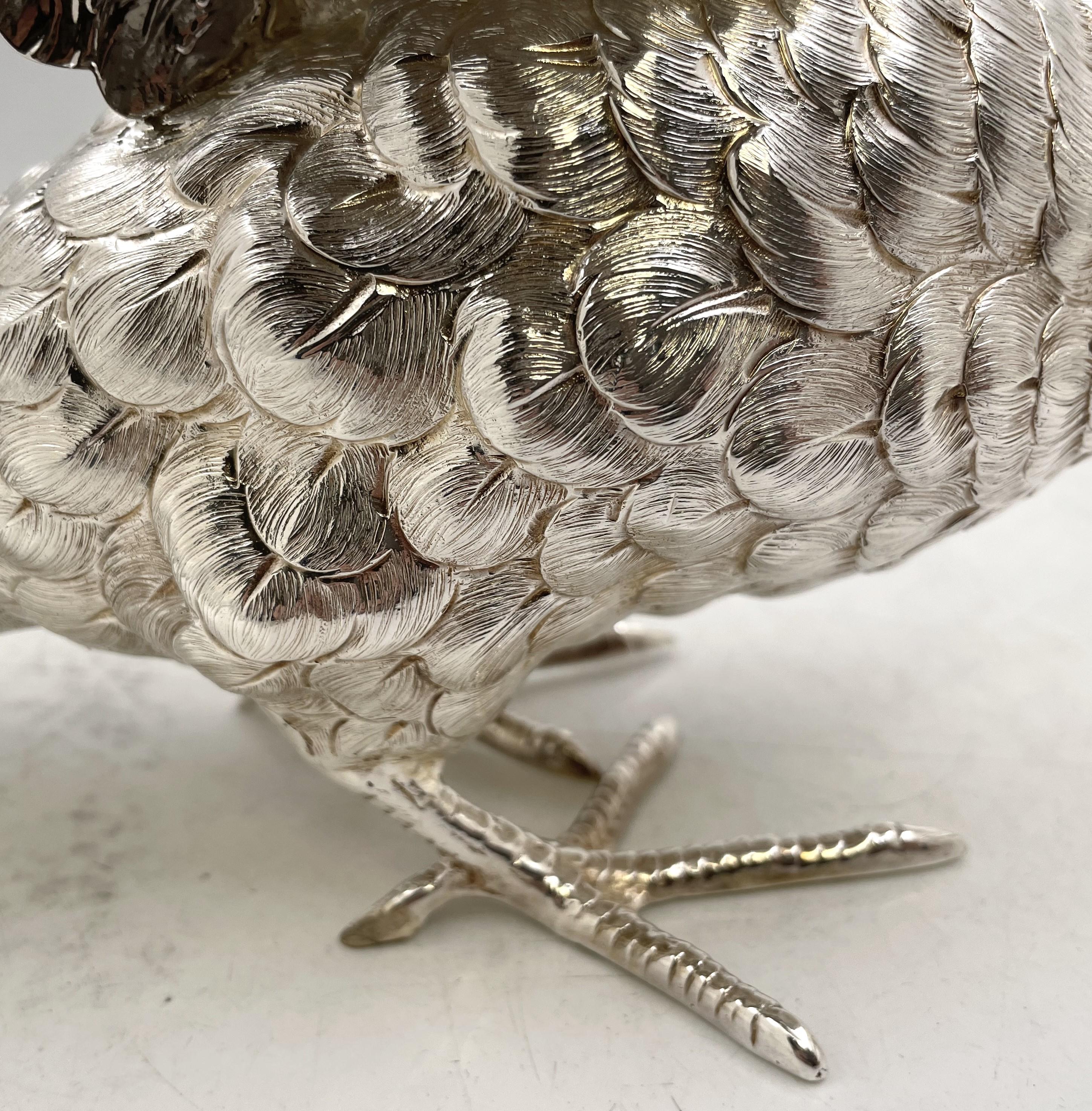 Pair of Continental Silver Pheasants from 19th or Early 20th Century For Sale 10