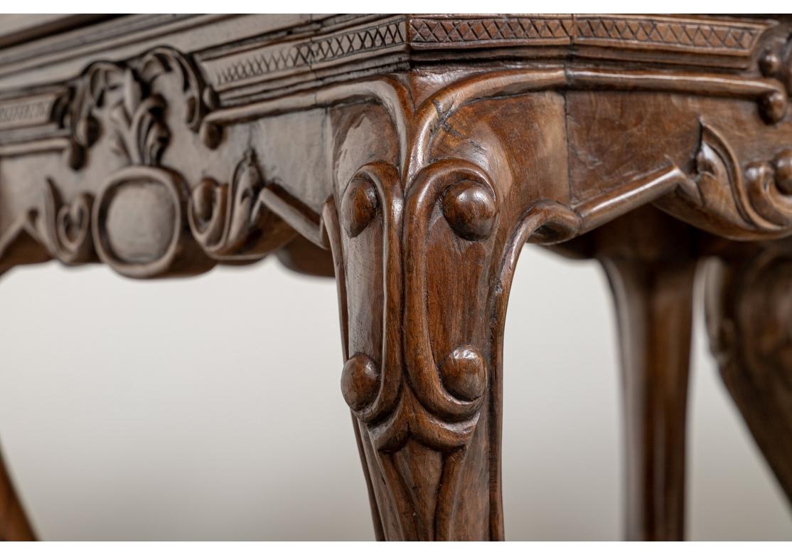 Carved Pair of Continental Style Inlaid Wood Side Tables For Sale