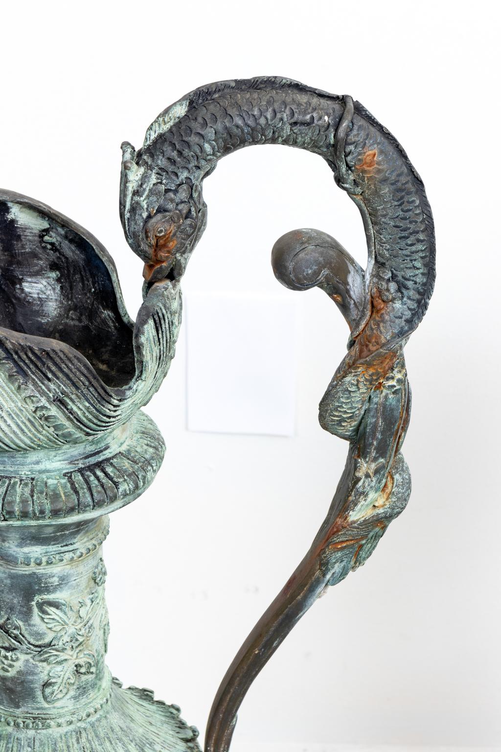 Pair of Continental Style Verdigris Bronze Urns For Sale 9