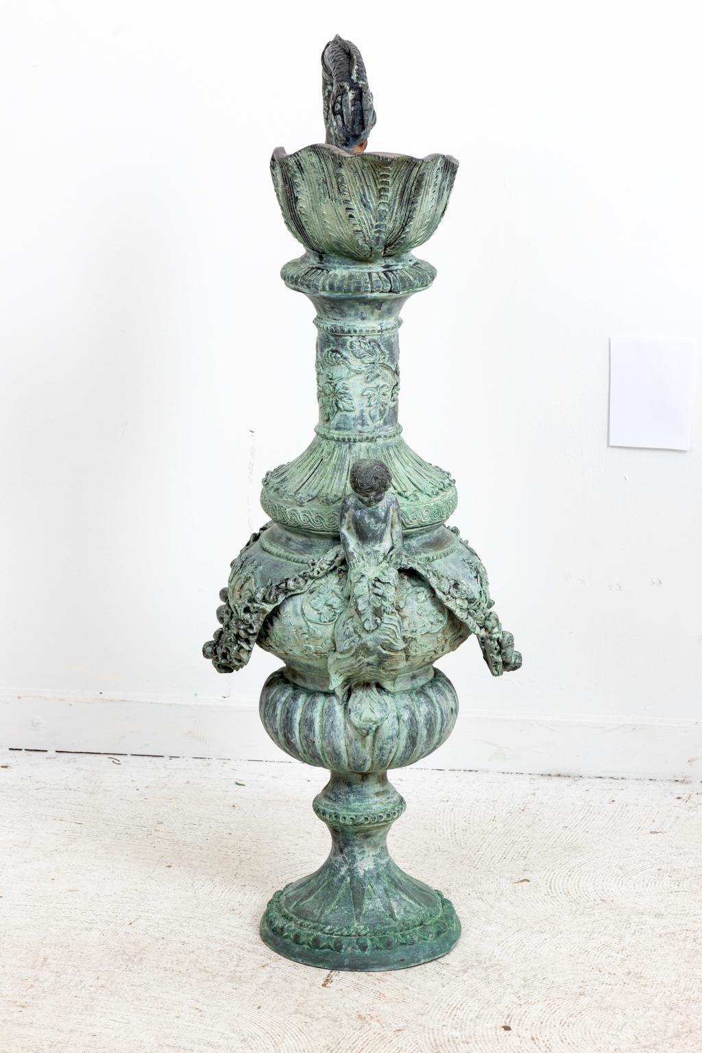 Pair of Continental Style Verdigris Bronze Urns For Sale 12