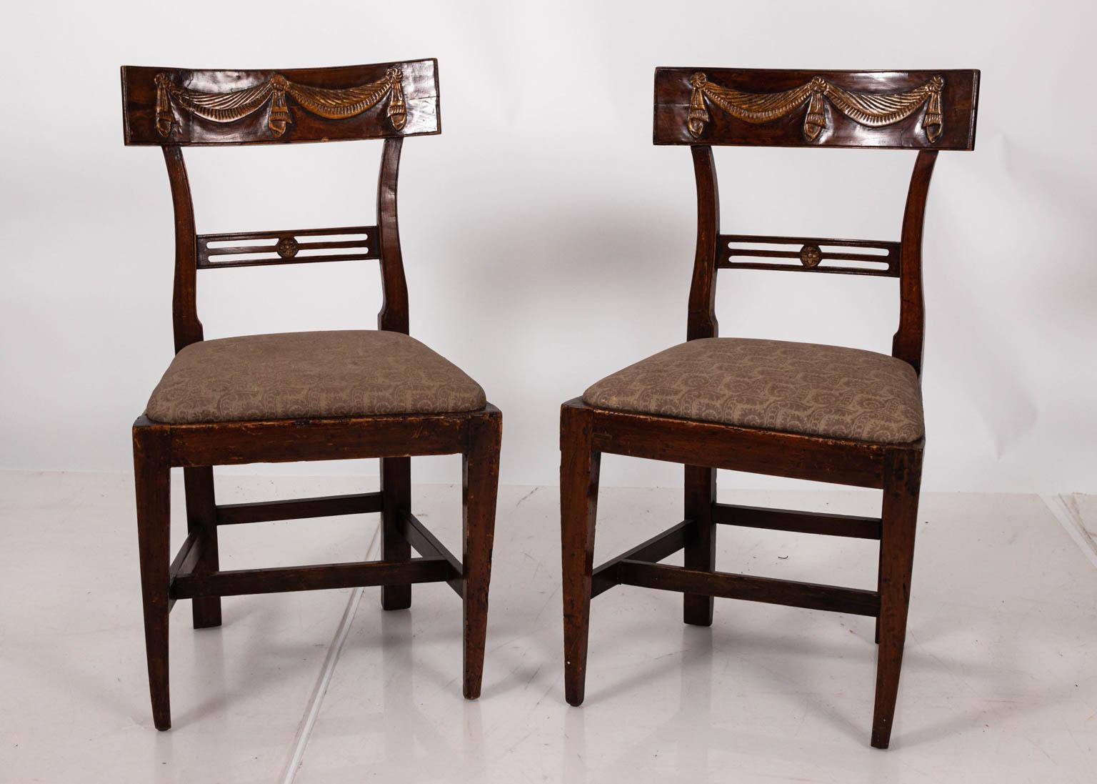 18th Century and Earlier Pair of Continental Walnut Side Chairs For Sale