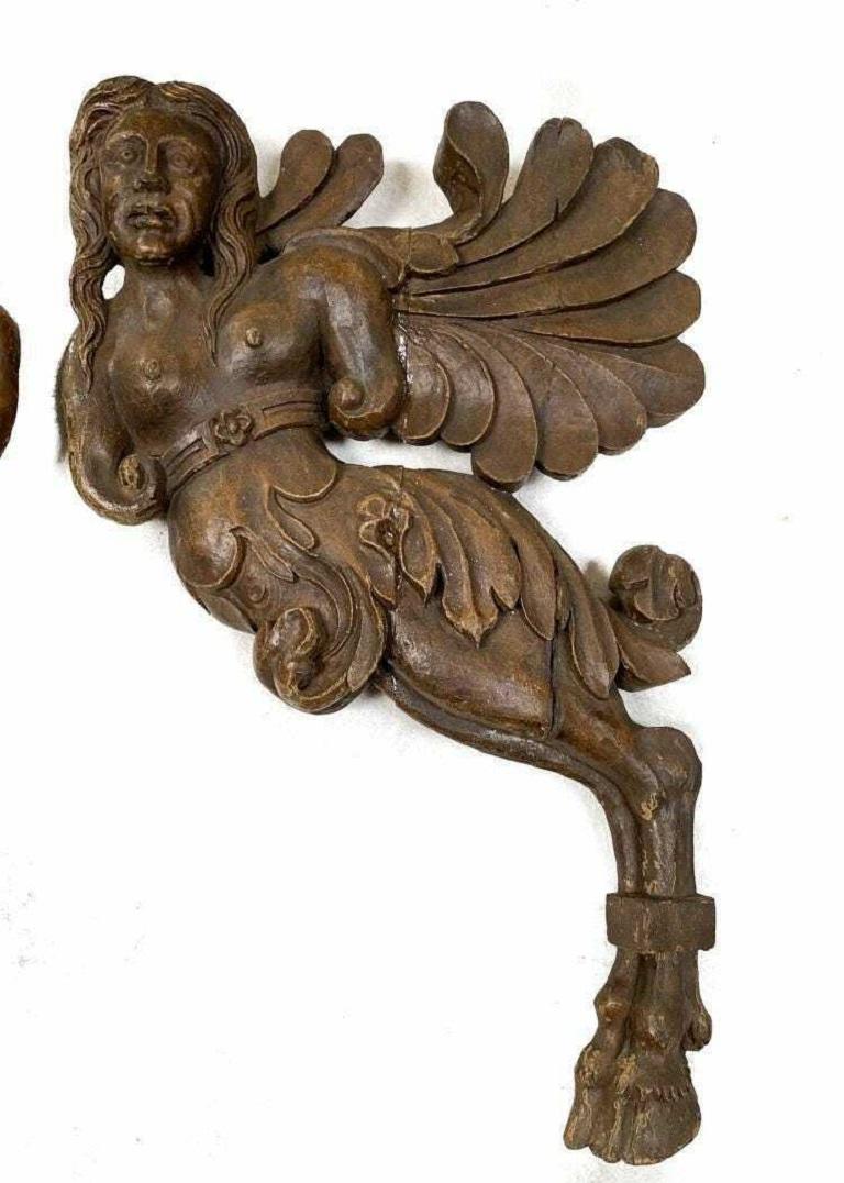 19th Century Pair of Continental Wooden Angelic Figures w/ Architectural Accents, circa 1800 For Sale