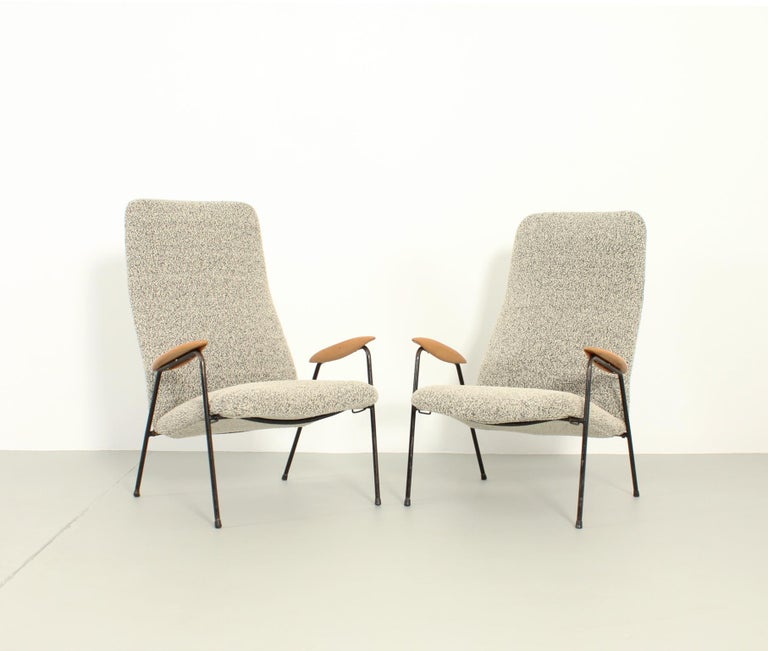 Scandinavian Modern Pair of Contour Armchairs by Alf Svensson, 1955 For Sale