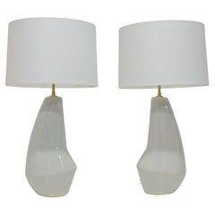 Pair of Contour Artic White Ceramic Table Lamps by Kelly Wearstler