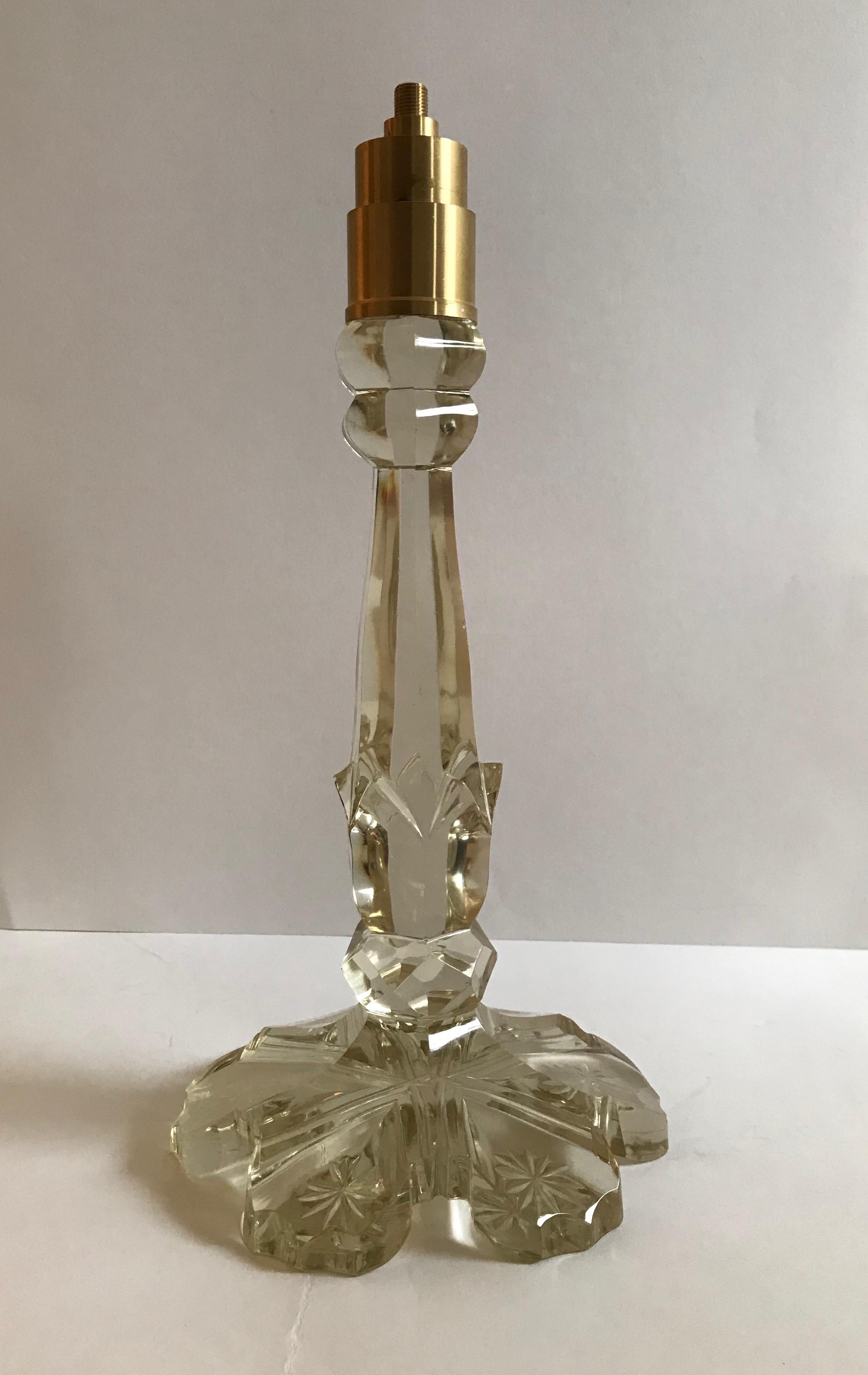 Pair of Converted 19th Century Antique Crystal Table Lamps For Sale 9