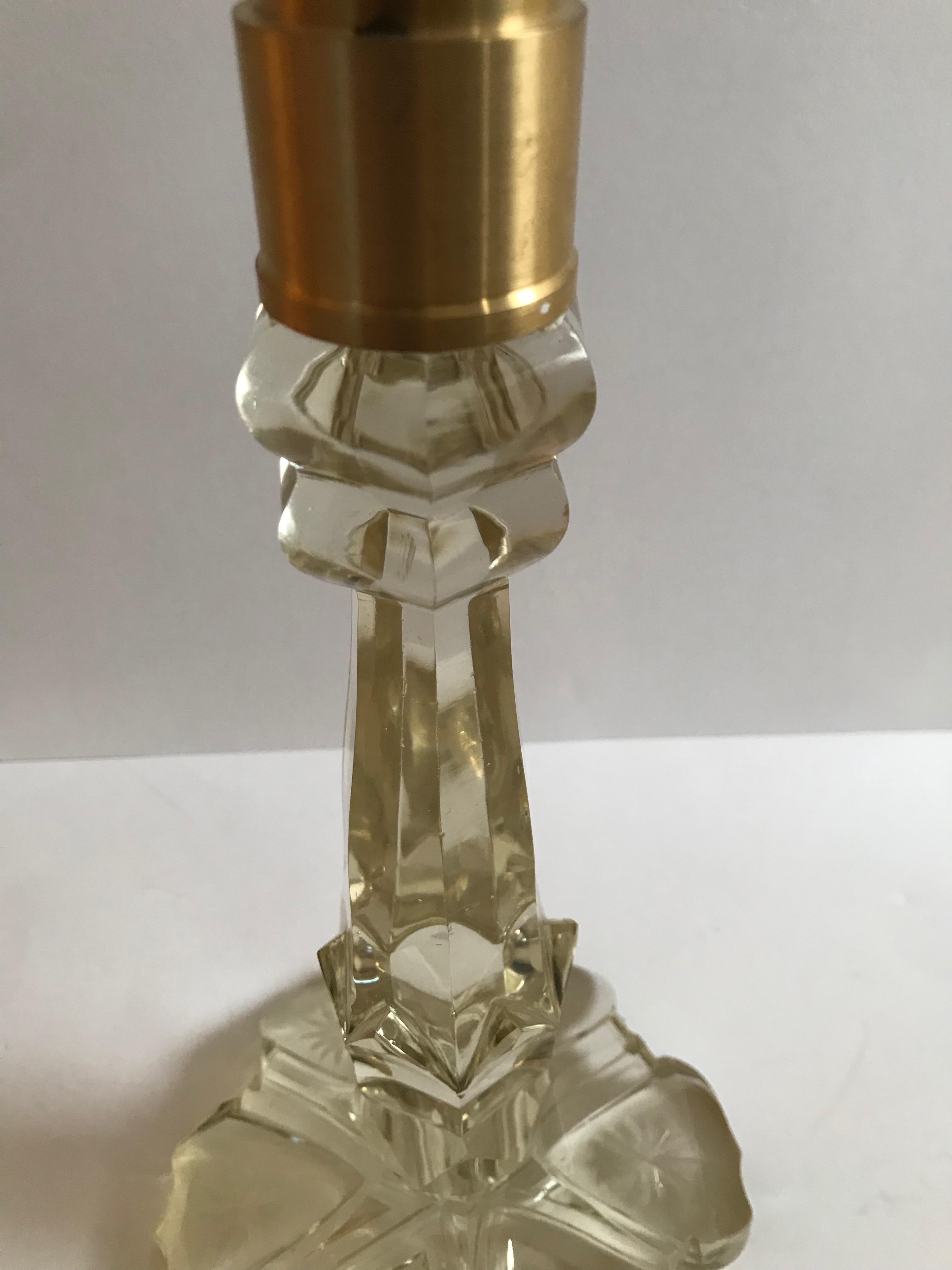 Pair of Converted 19th Century Antique Crystal Table Lamps For Sale 10