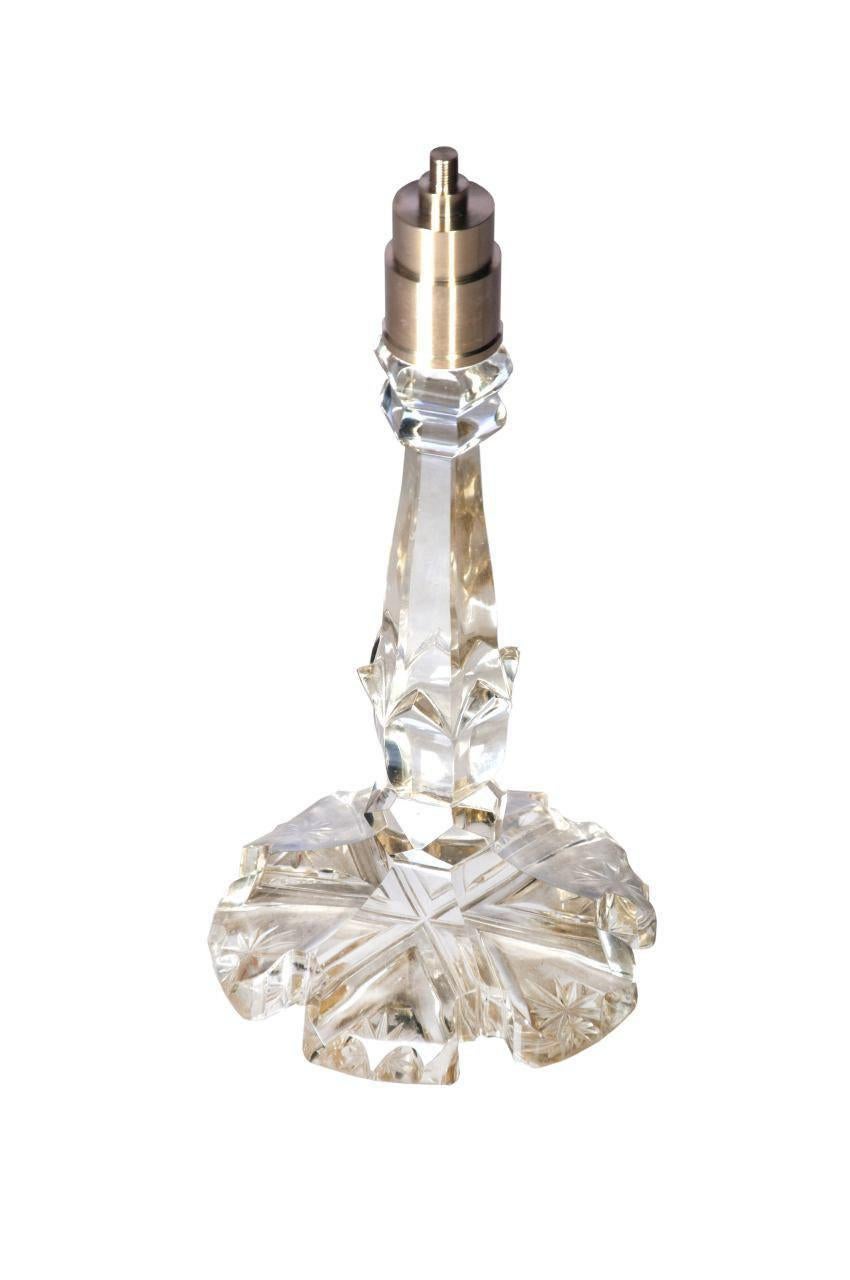 Pair of Converted 19th Century Antique Crystal Table Lamps For Sale 1