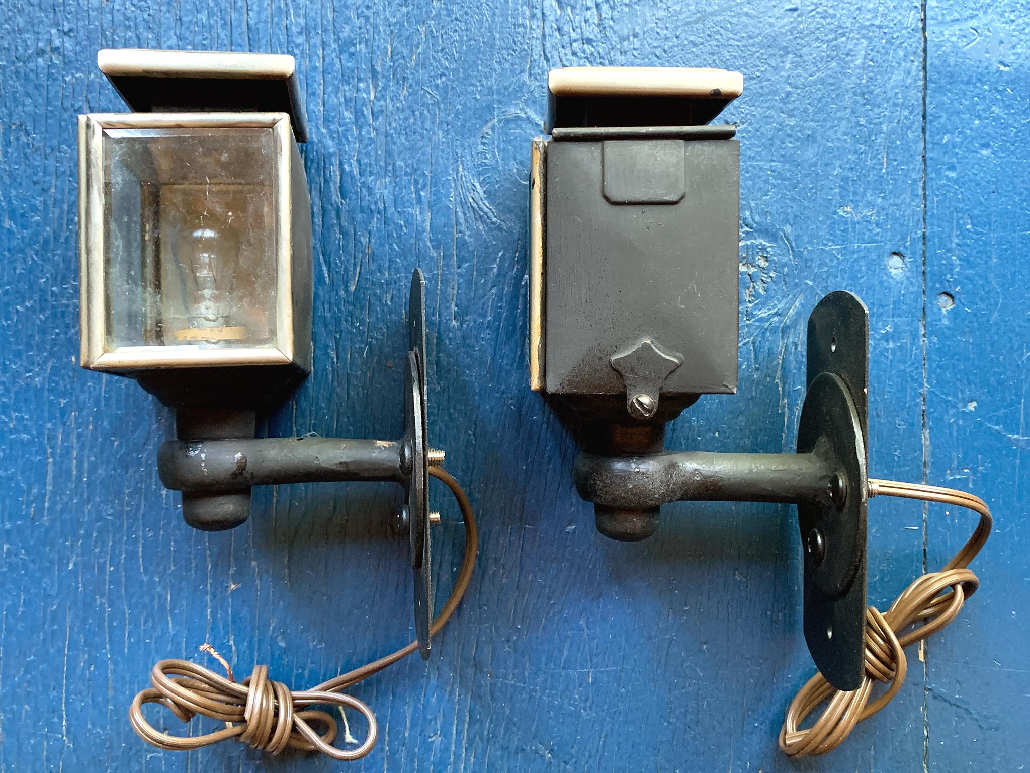 Early 20th Century Pair of Converted Studebaker Car Light Sconces For Sale