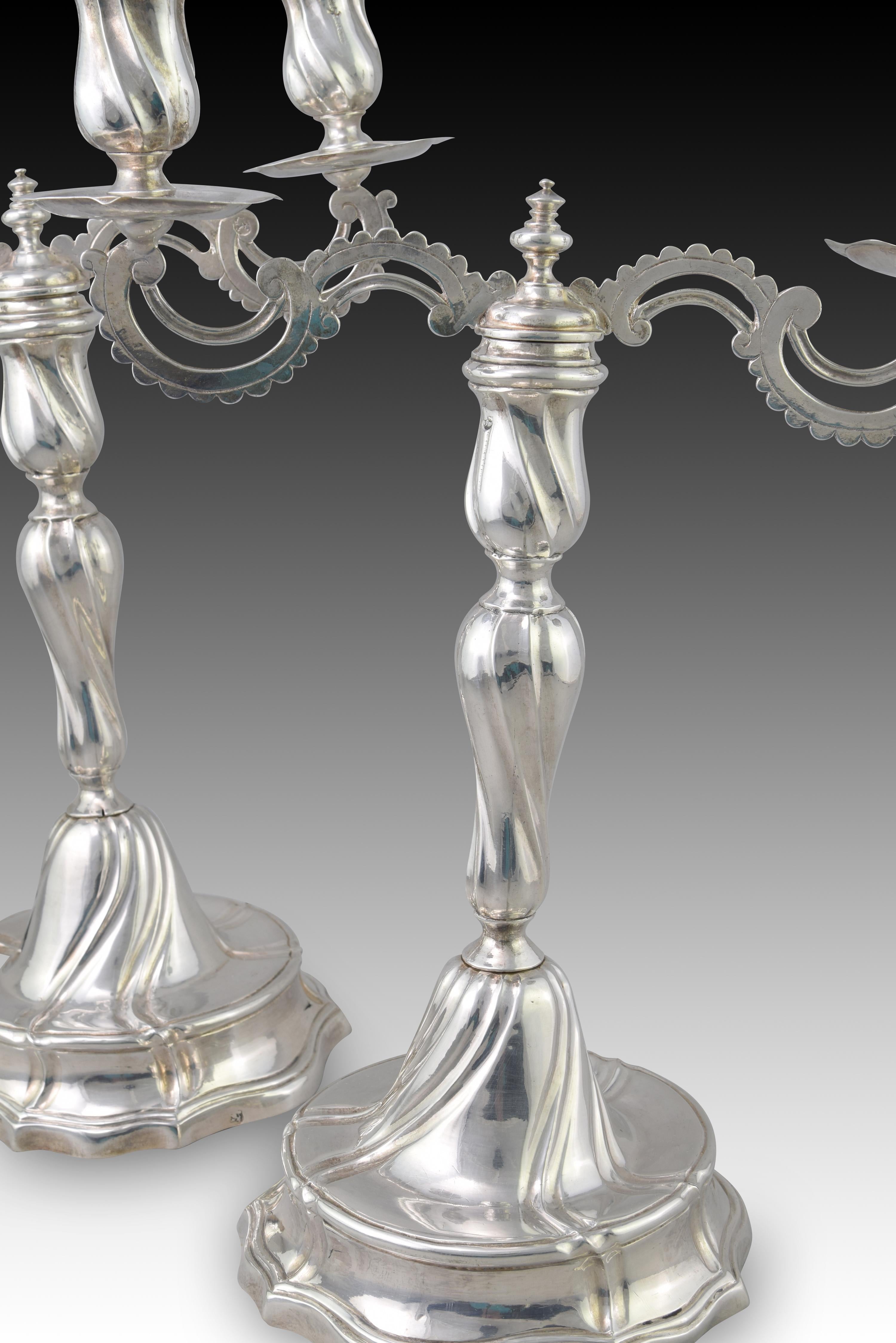 Pair of convertible candlesticks. Silver. MARTINEZ MORENO; MUÑOZ. Cordoba, 1793 For Sale 6