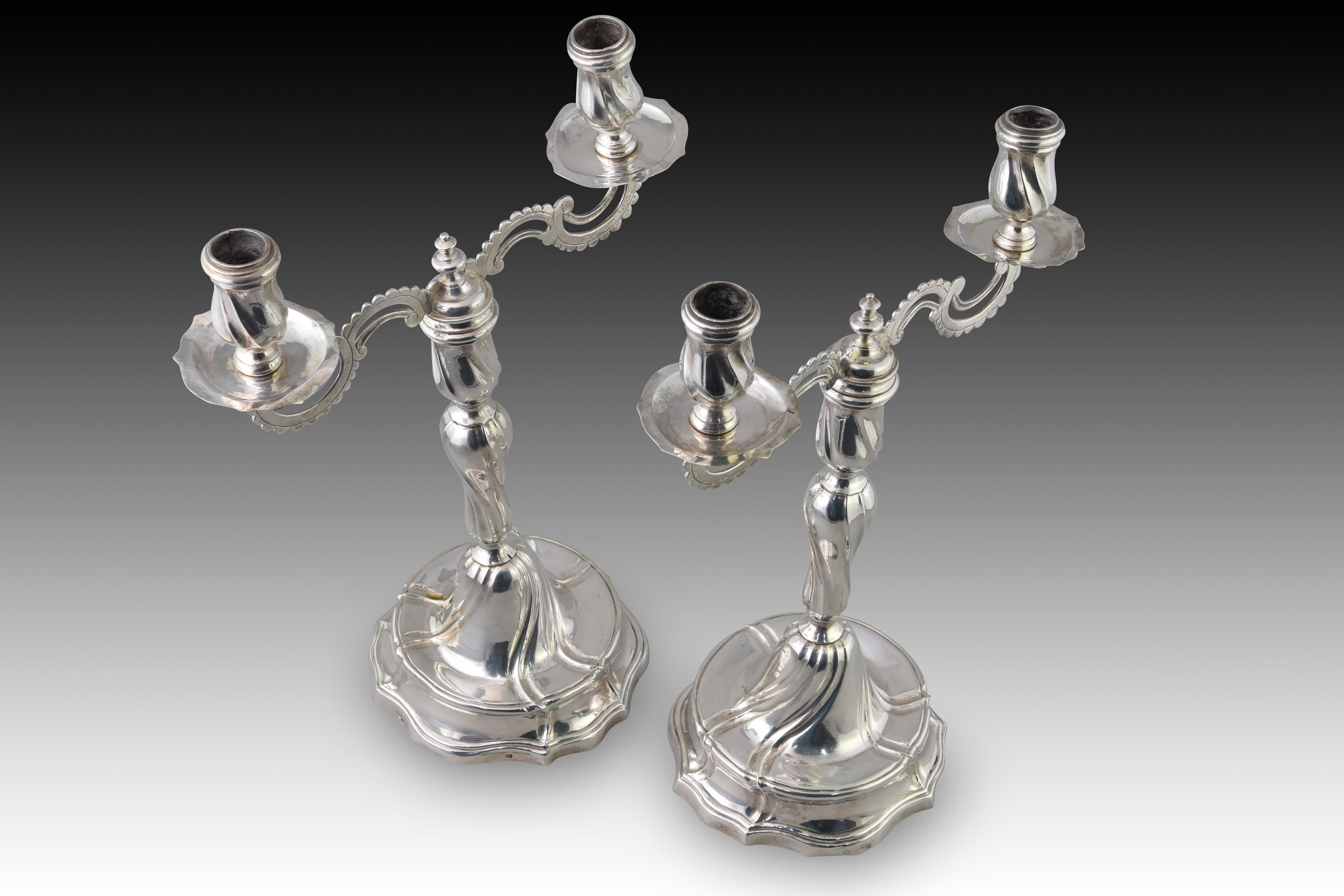 Pair of convertible candlesticks. Silver. MARTINEZ MORENO; MUÑOZ. Cordoba, 1793 For Sale 7