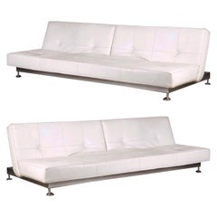 Genuine White Leather Convertible Sofas by Edra,