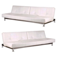 Used Genuine White Leather Convertible Sofas by Edra, 