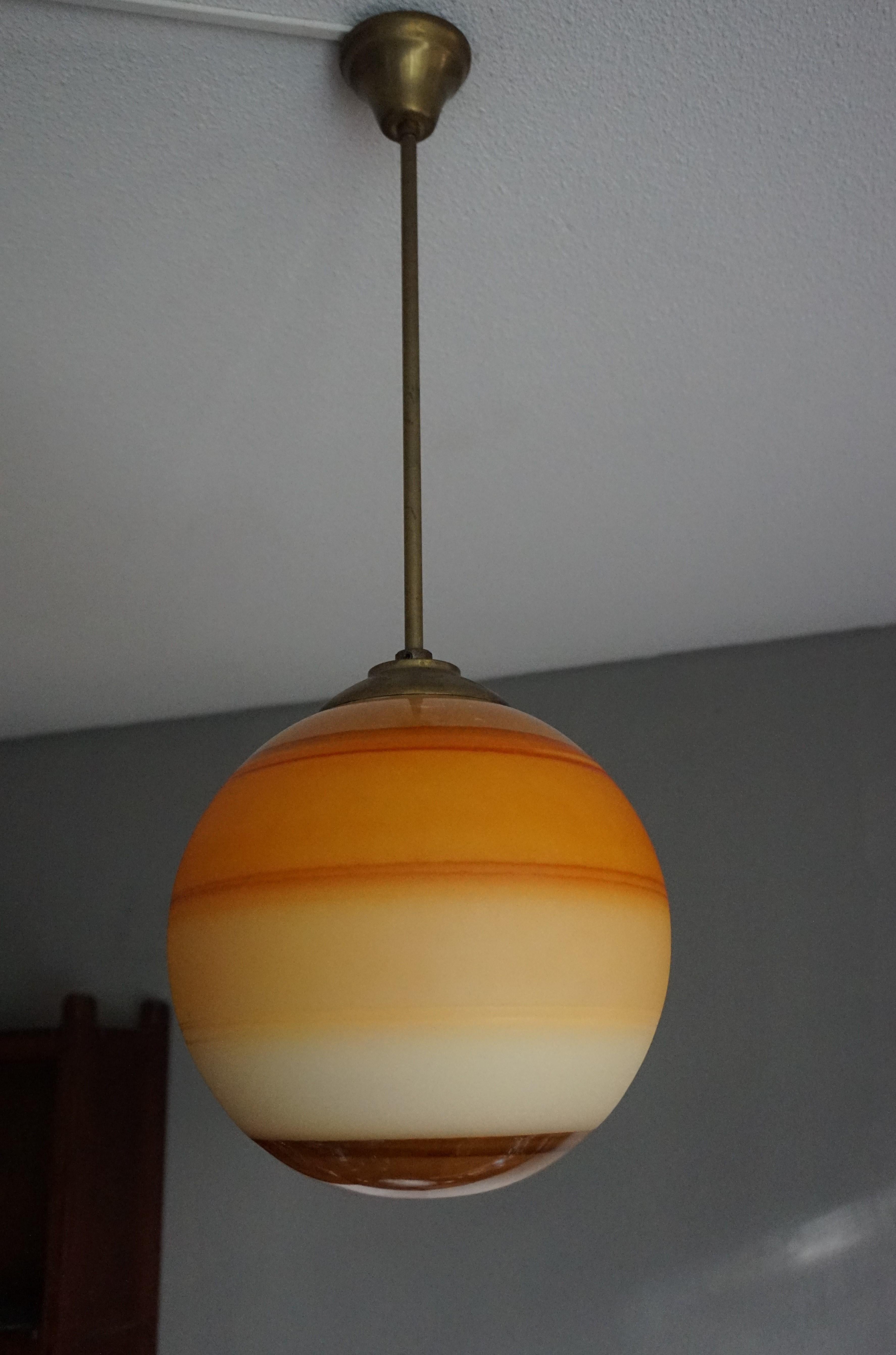 Pair of Cool & Colorful Midcentury / Space Age Glass Globe Planet Like Pendants  For Sale 7