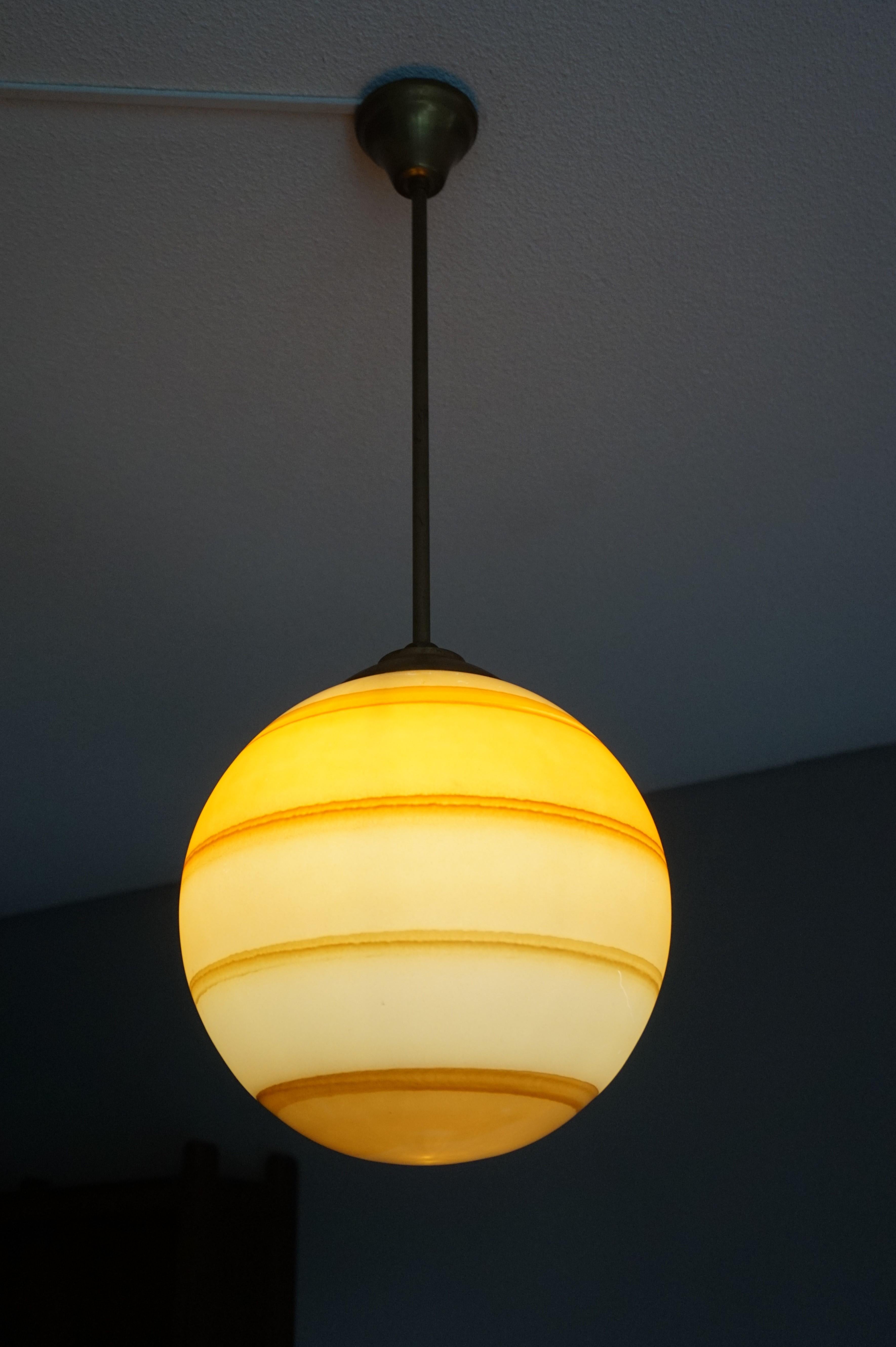 Pair of Cool & Colorful Midcentury / Space Age Glass Globe Planet Like Pendants 8