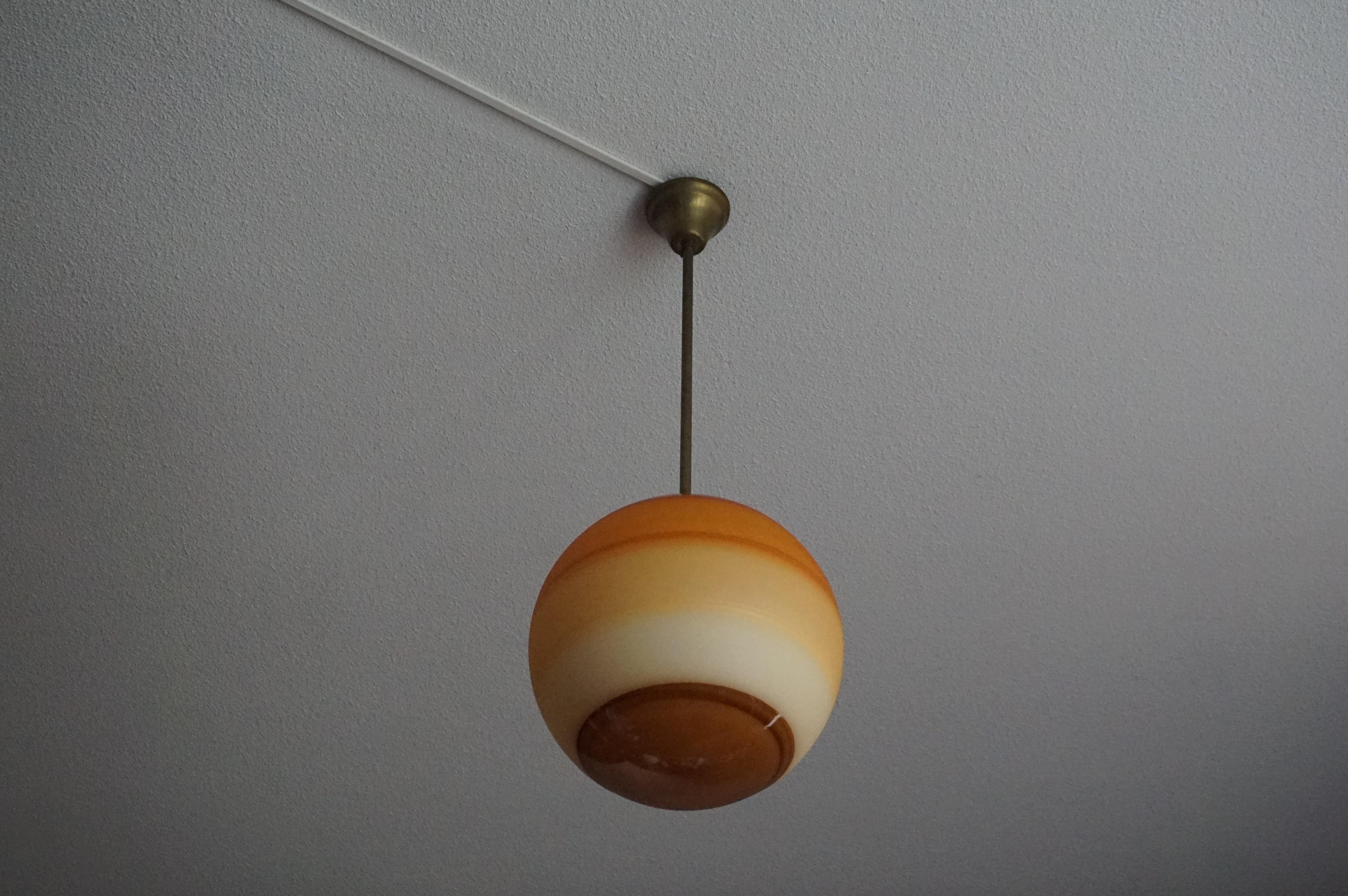 Pair of Cool & Colorful Midcentury / Space Age Glass Globe Planet Like Pendants 10