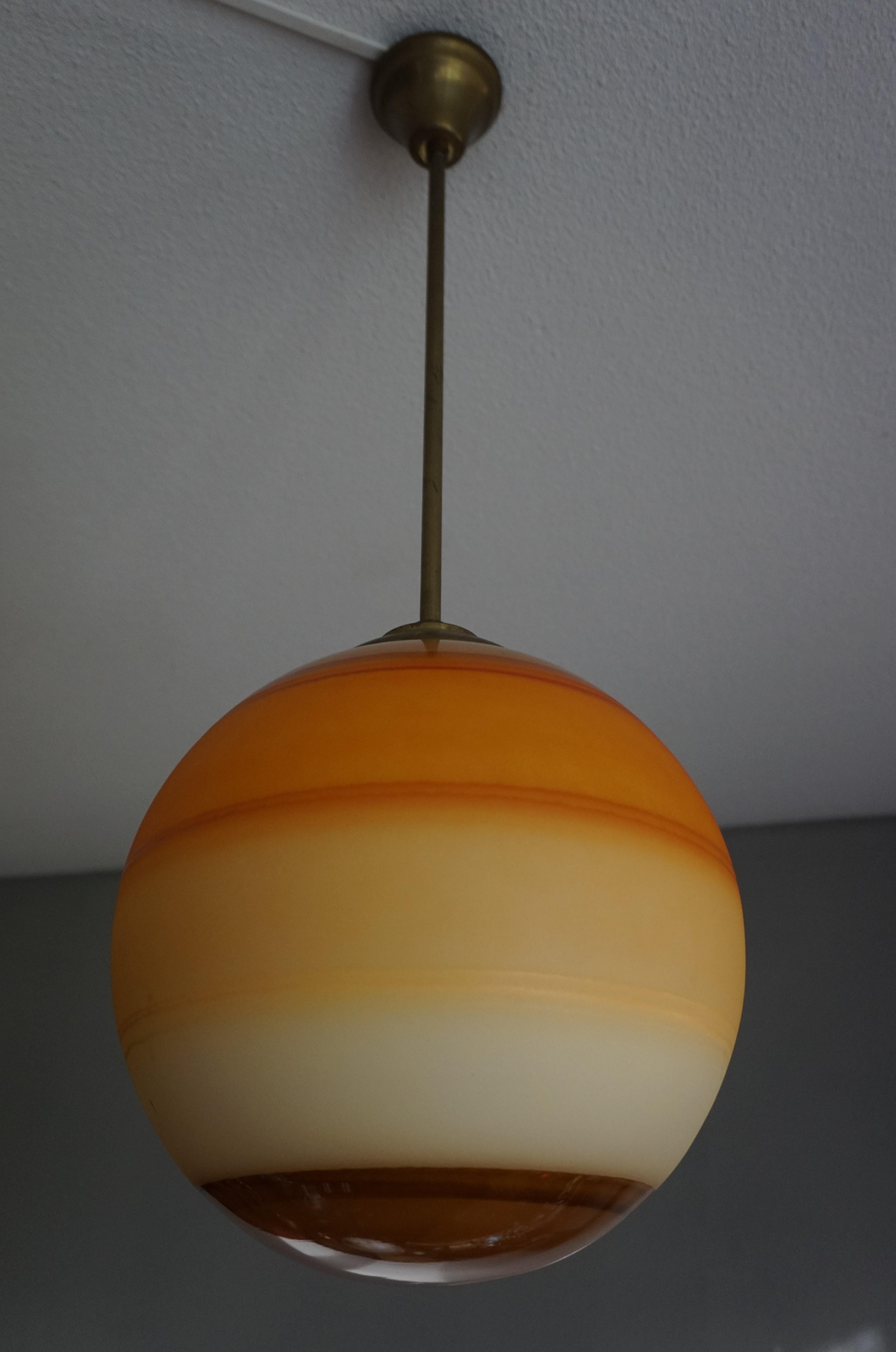 Pair of Cool & Colorful Midcentury / Space Age Glass Globe Planet Like Pendants  For Sale 11