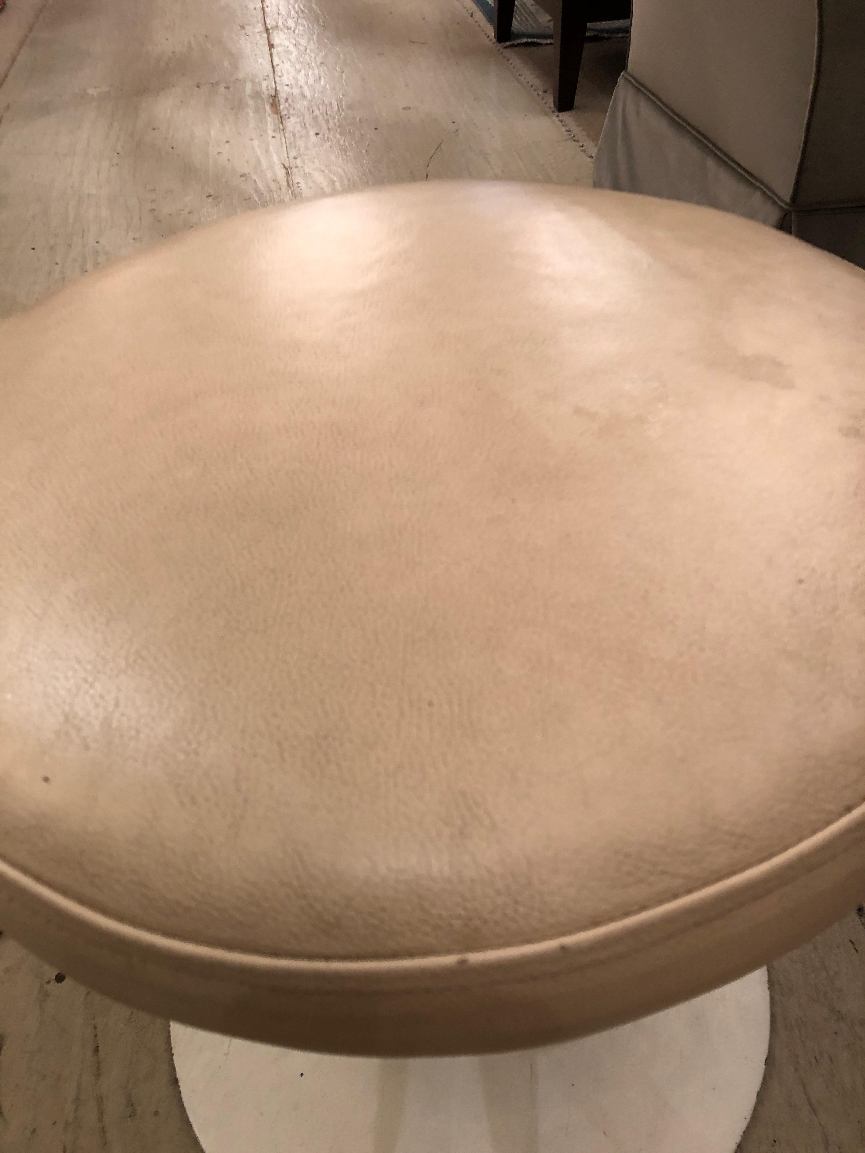 Metal Pair of Cool Mid-Century Modern Tulip Base Leather Top Stools