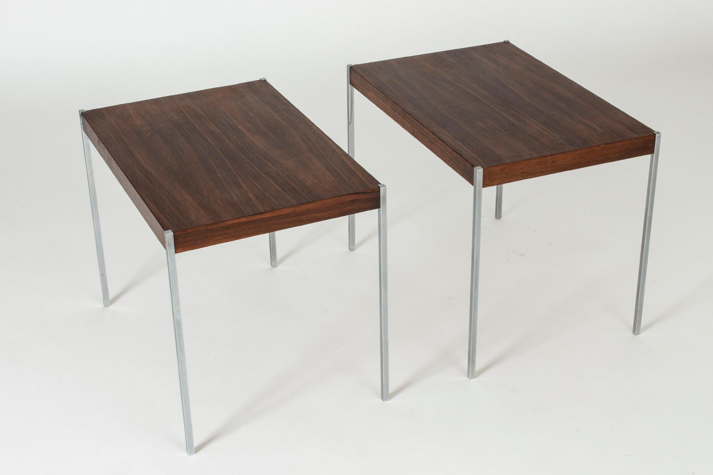 Scandinavian Modern Pair of Cool Side Tables by Uno and Östen Kristiansson For Sale